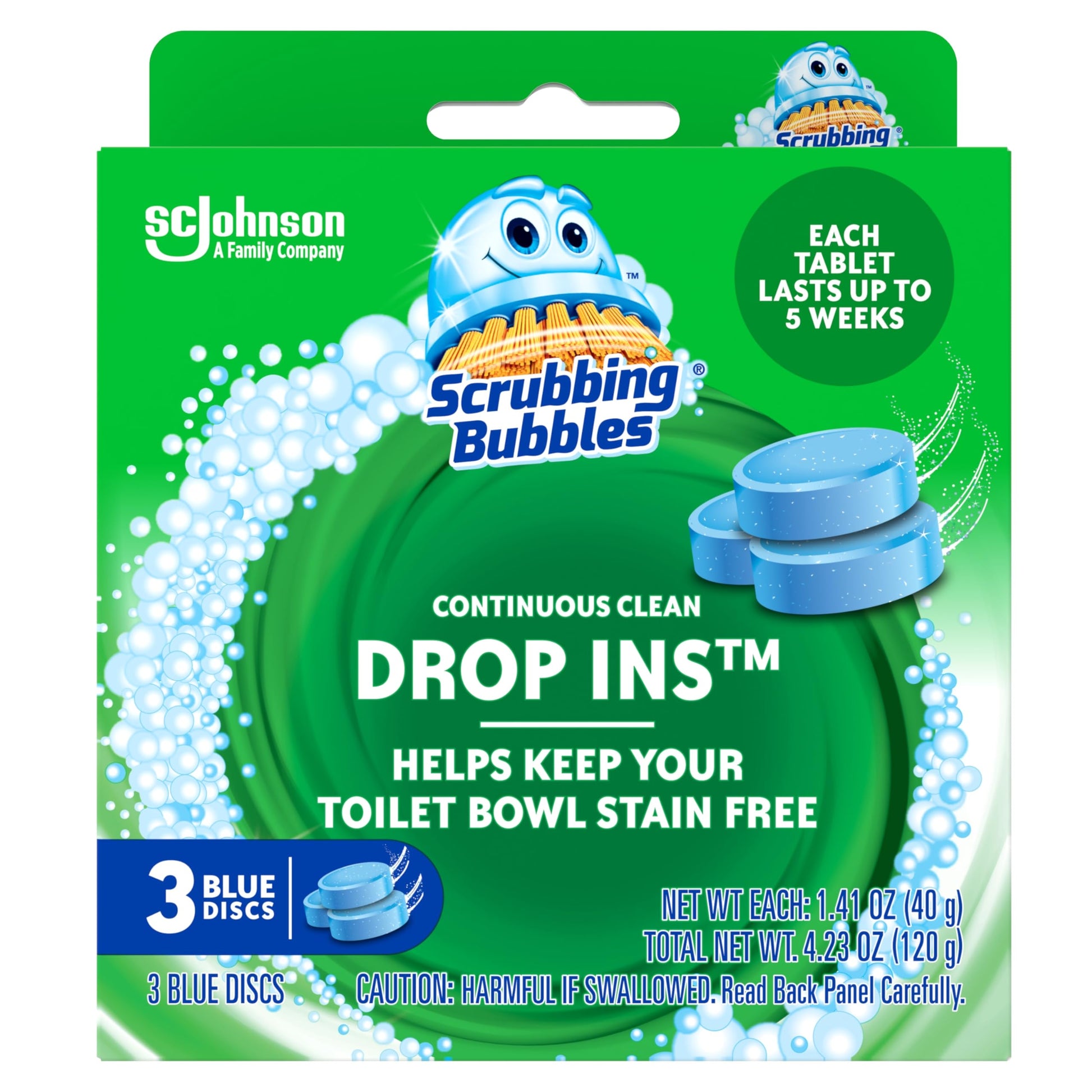 Scrubbing Bubbles Toilet Tablets, Continuous Clean Toilet Drop Ins, Helps Keep Toilet Stain Free and Helps Prevent Limescale Buildup, 3 Count, Pack Of 1