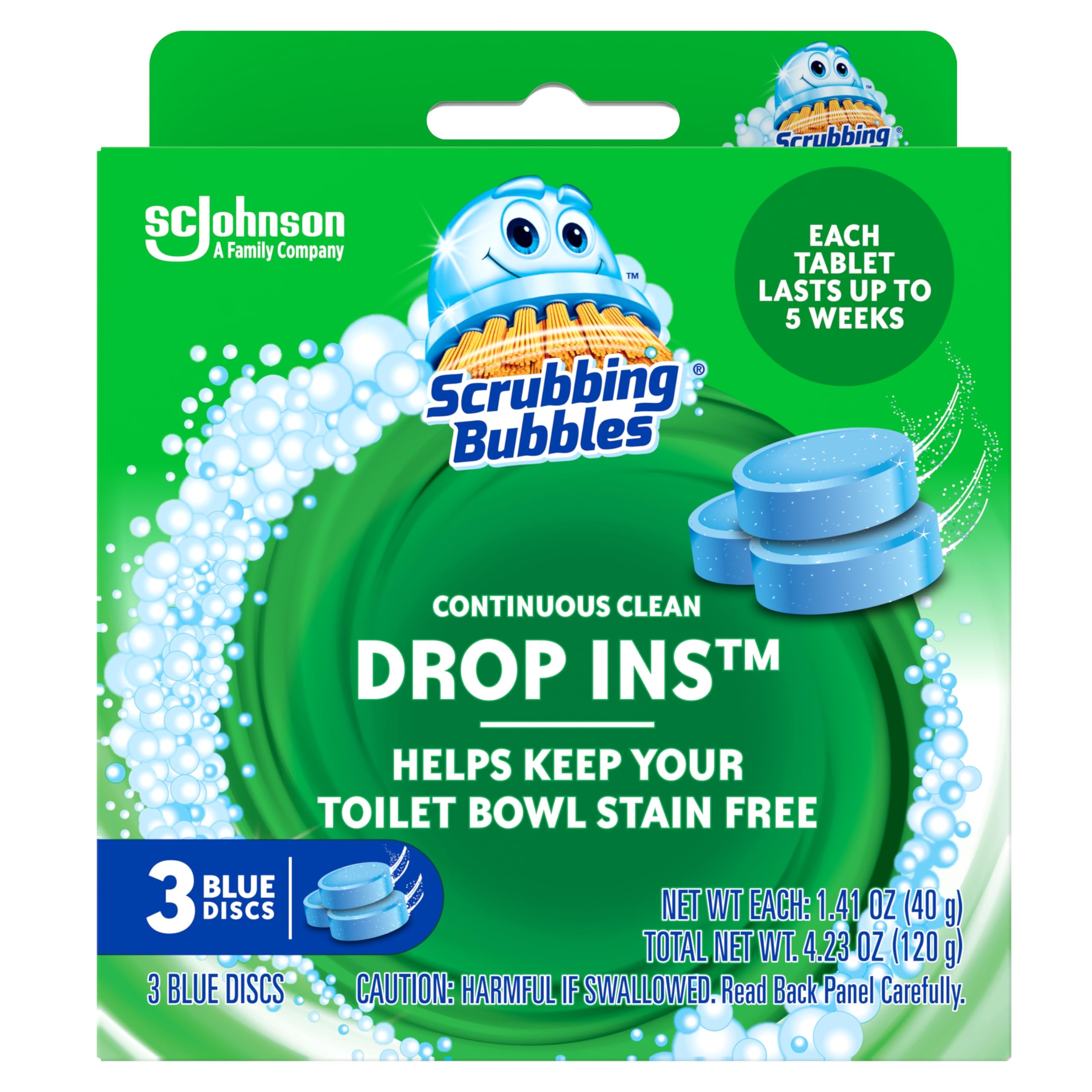 Scrubbing Bubbles Toilet Tablets, Continuous Clean Toilet Drop Ins, Helps Keep Toilet Stain Free and Helps Prevent Limescale Buildup, 3 Count, Pack Of 1