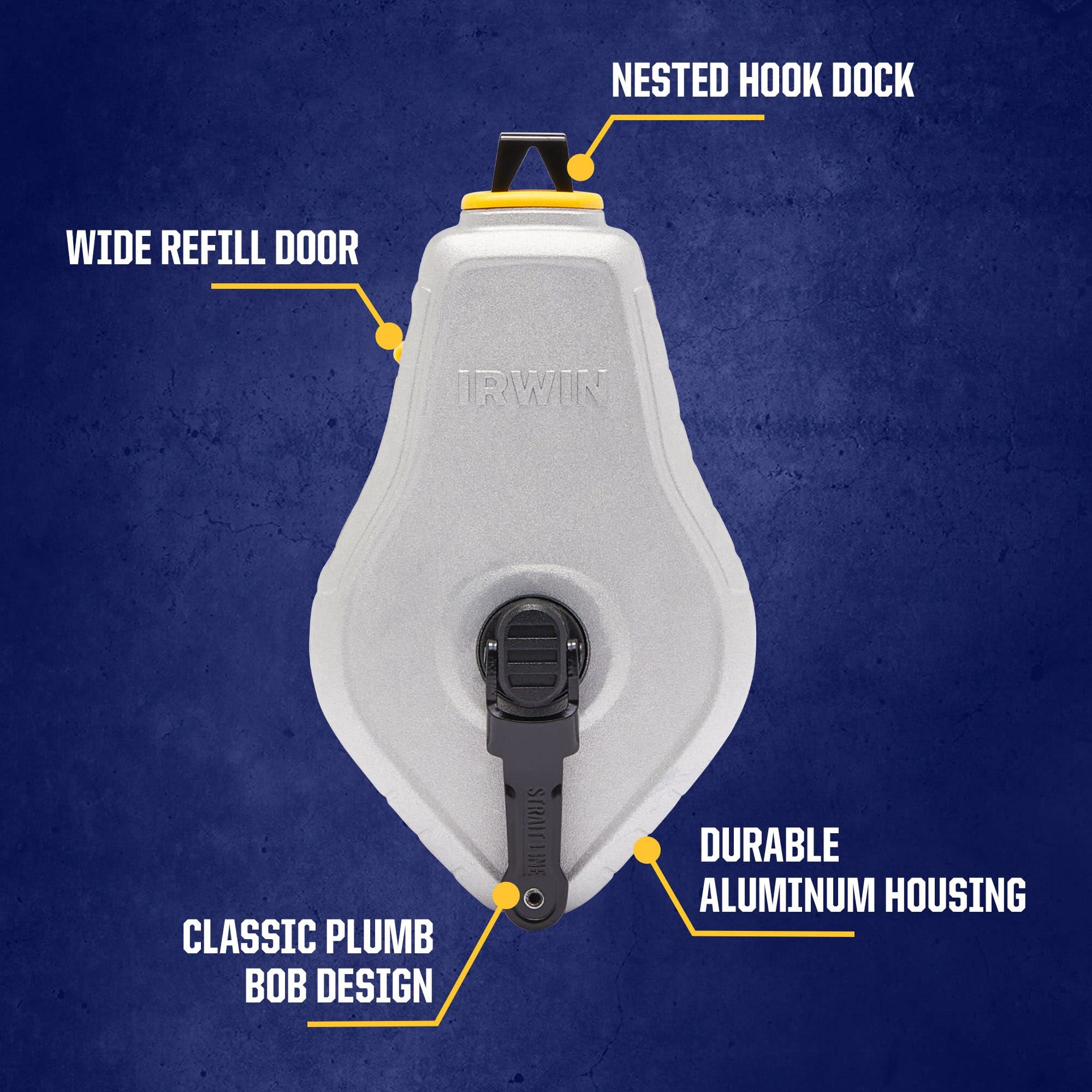 IRWIN Tools STRAIT-LINE Chalk Line, Classic Reel, Blue, 100ft (IWHT48441BC)