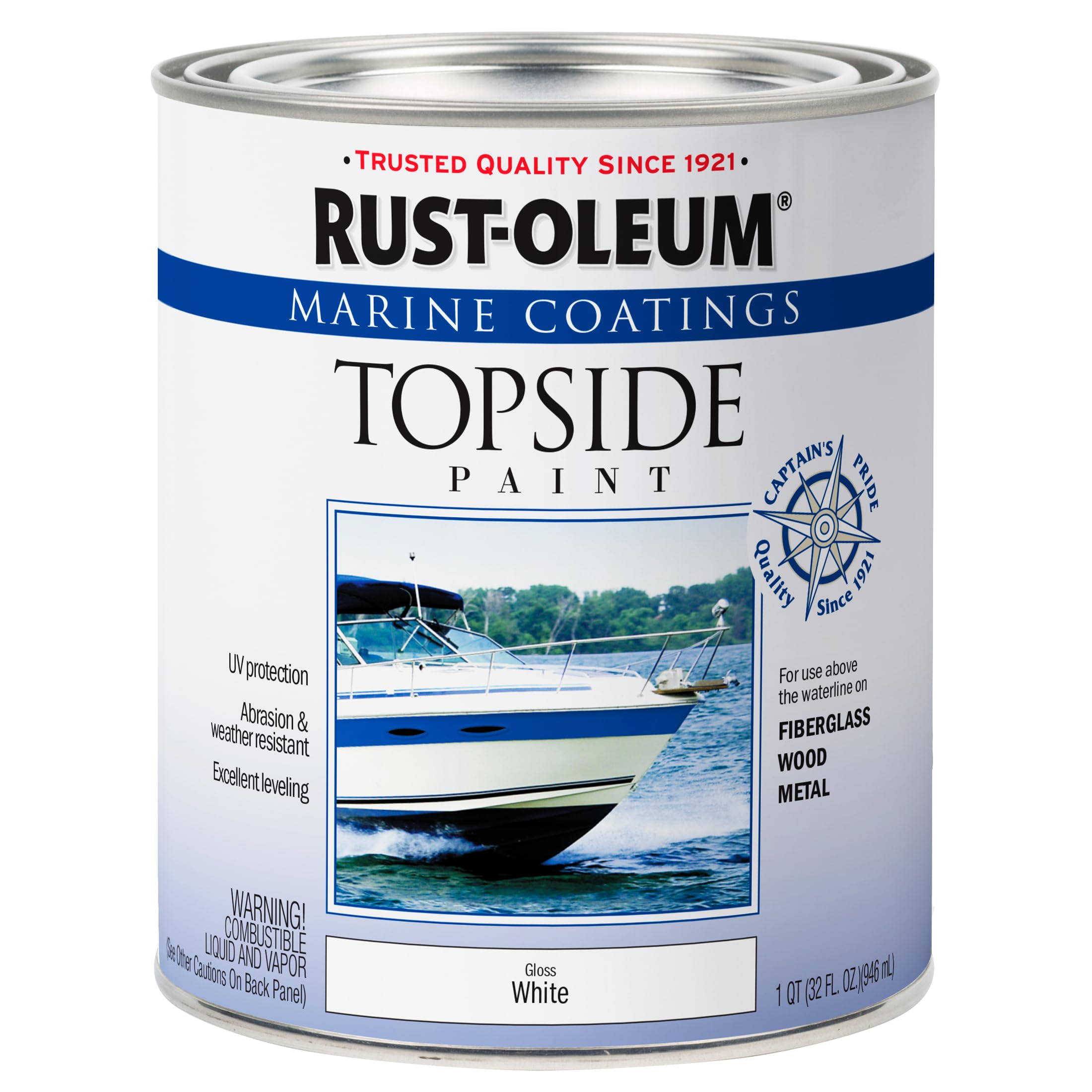دهان روست أوليوم 206999 Marine Topside Enamel، أبيض لامع، 1 كوارت، 32 أونصة سائلة (عبوة من 1)