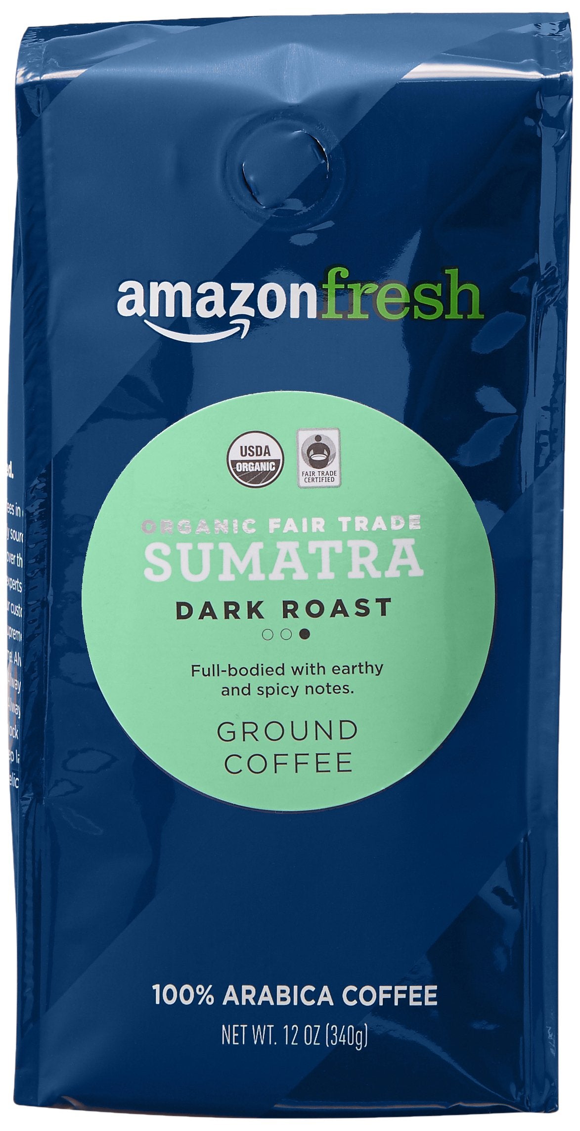 Amazon Fresh Bio Fair Trade Sumatra gemahlener Kaffee, Dark Roast, 340g