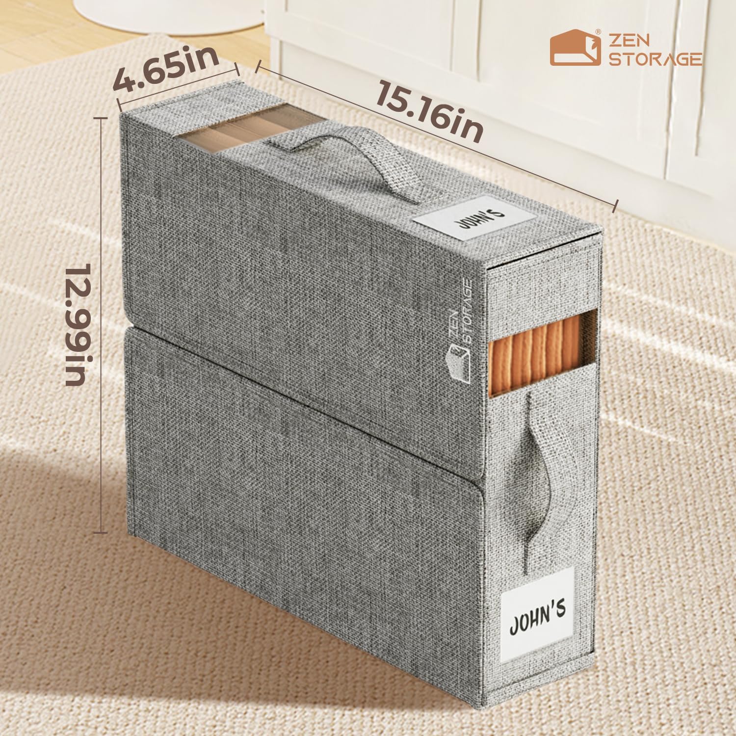 ZenStorage 6Pack Sheet Organizers for Linen Closet - King/Queen Size Bedding Storage Boxes with Clear Window | Foldable, Dustproof Linen Organizer for Blankets & Sheet Sets,Grey