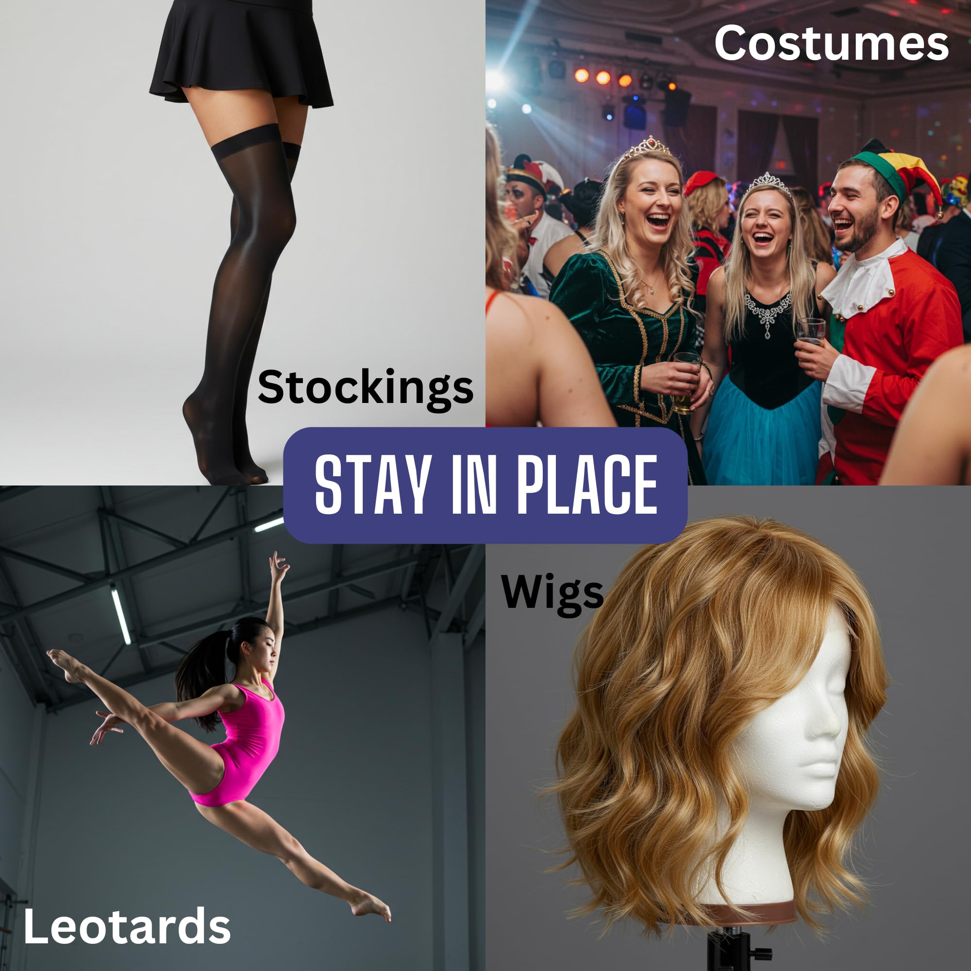 Mojo Compression Socks - It Stays! Butt Glue for Dancers Roll On - Body Adhesive Glue Applicator for Wigs, Socks, Stockings, Leotards, Bras, Costumes and Clothing - Made in USA - 2 oz