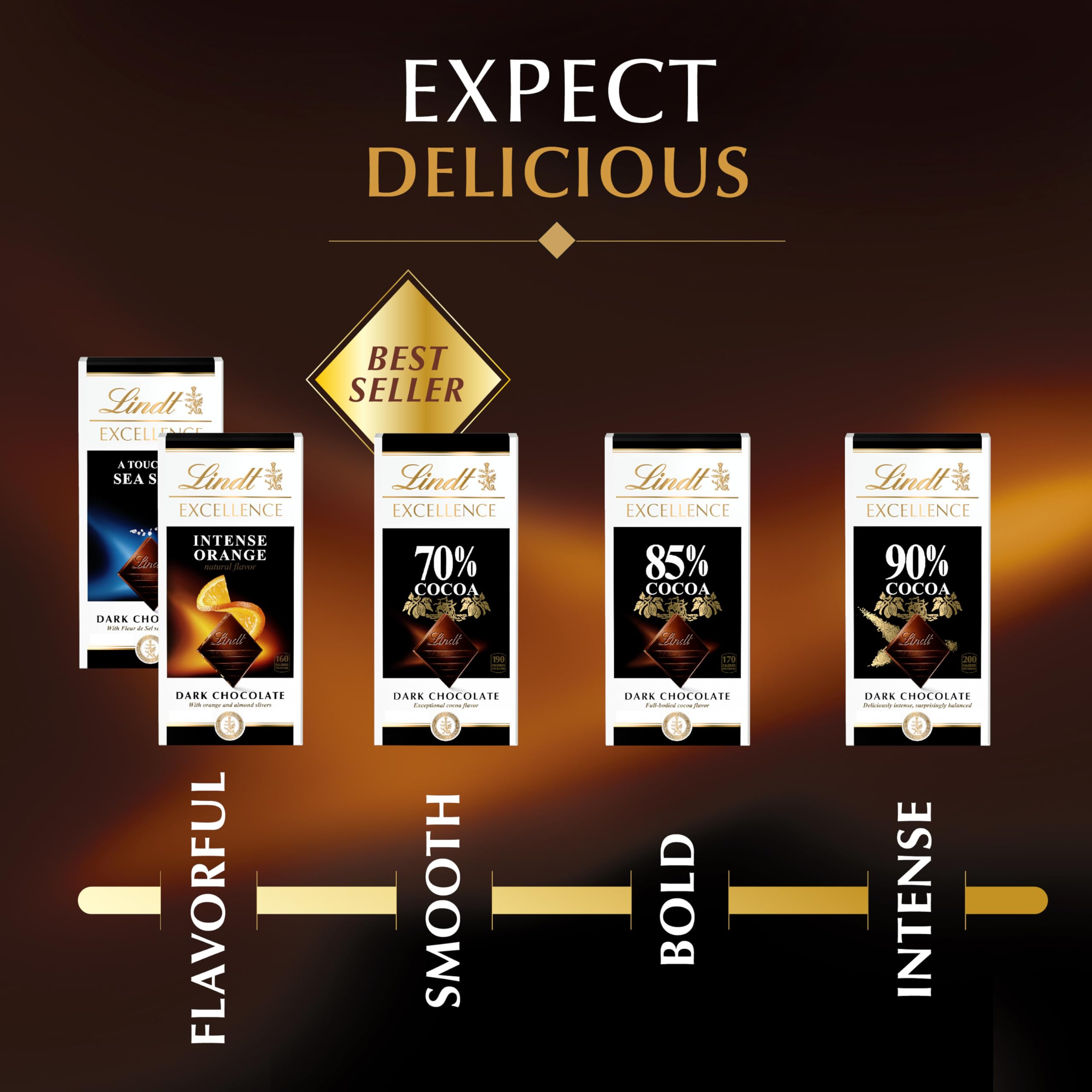 Lindt EXCELLENCE 85% Cocoa Dark Chocolate Candy Bar, Halloween Candy, 3.5 oz. Bar (12 Pack)