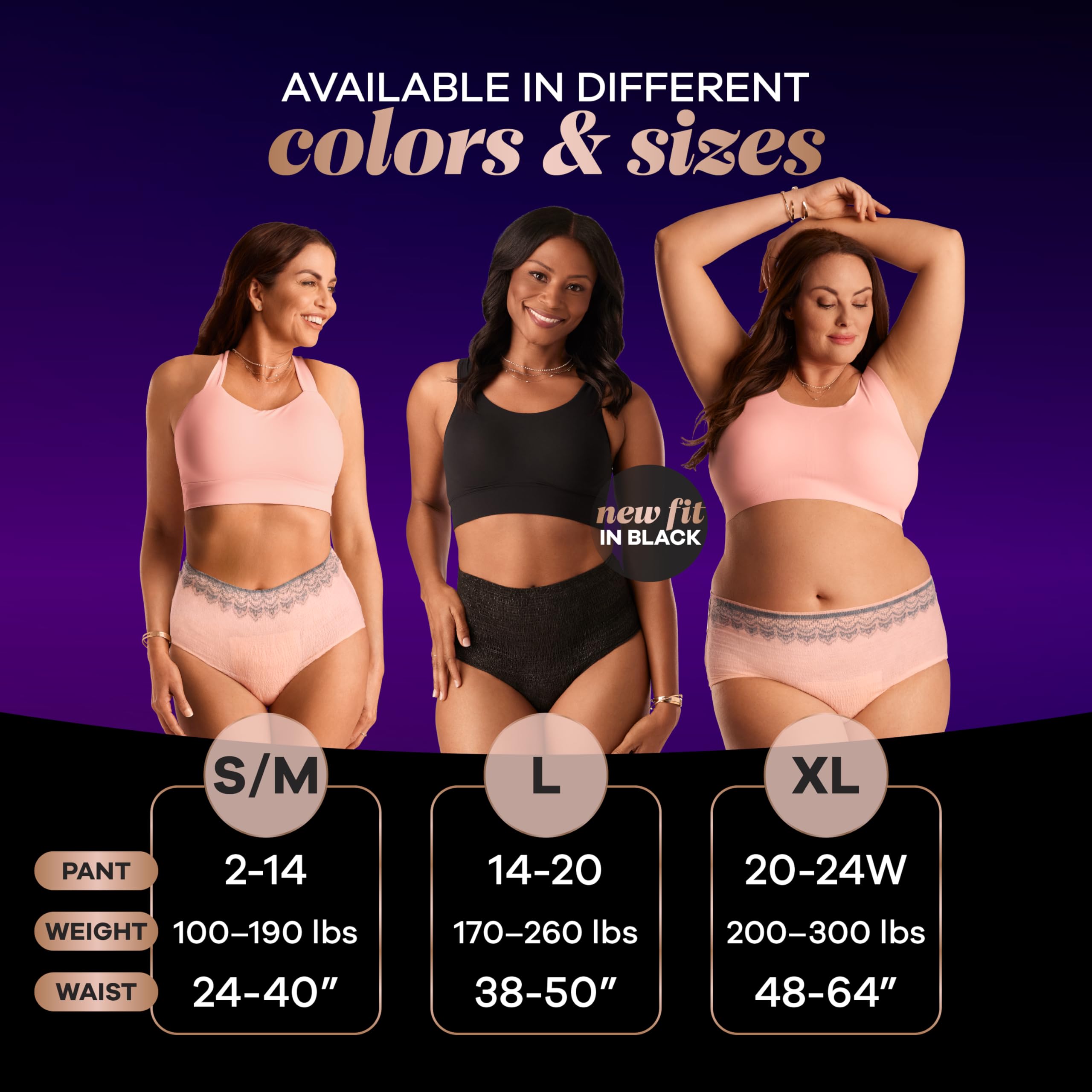 Always Discreet Boutique Incontinence and Postpartum Underwear for Women, Maximum Protection, Small/Medium, Black, 20 Count
