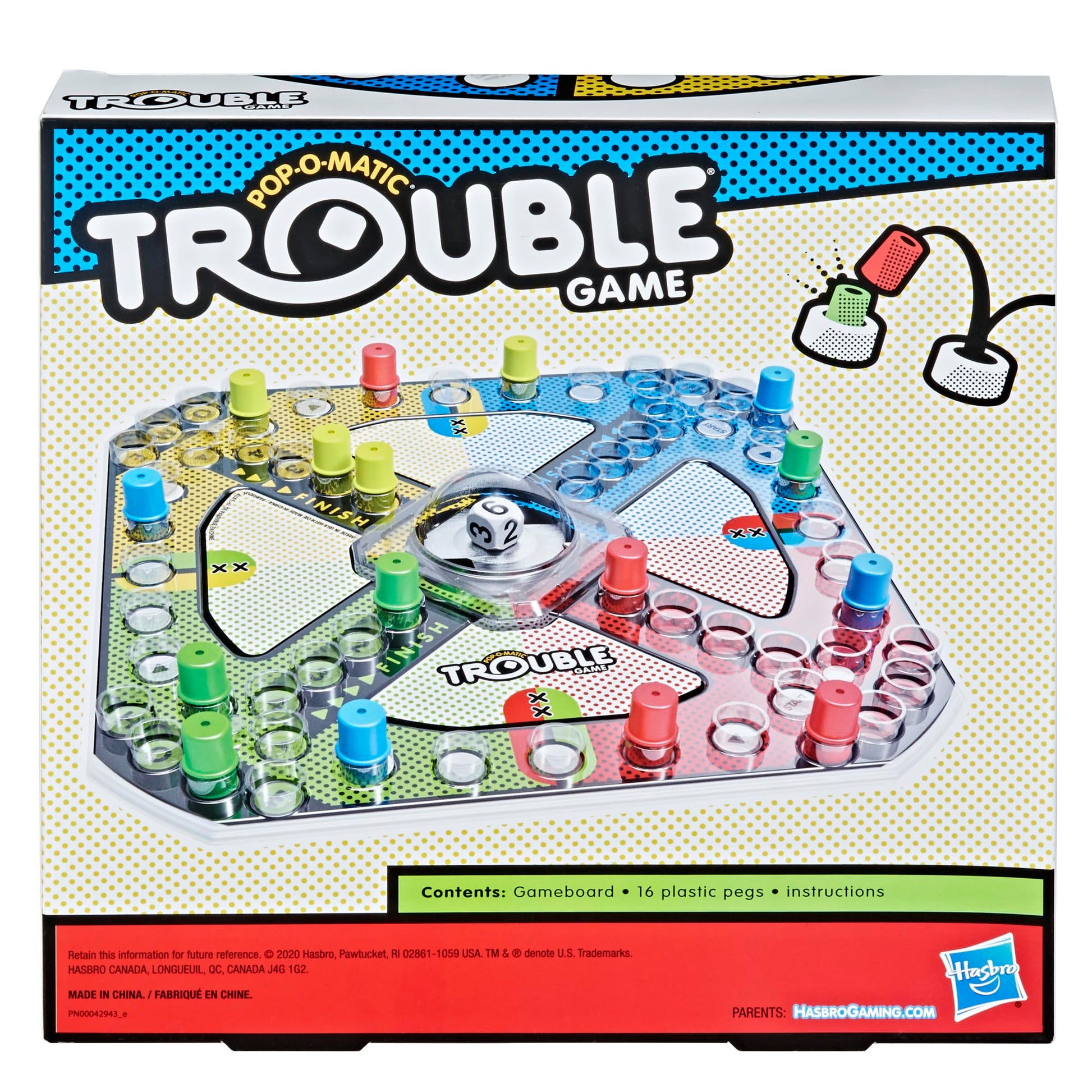 Hasbro Gaming Trouble Kids Board Game, Pop-o-Matic Trouble Game, Kids Games for 2-4 Players, Family Board Games for Kids, Kids Gifts, Ages 5 and Up, Packaging May Vary