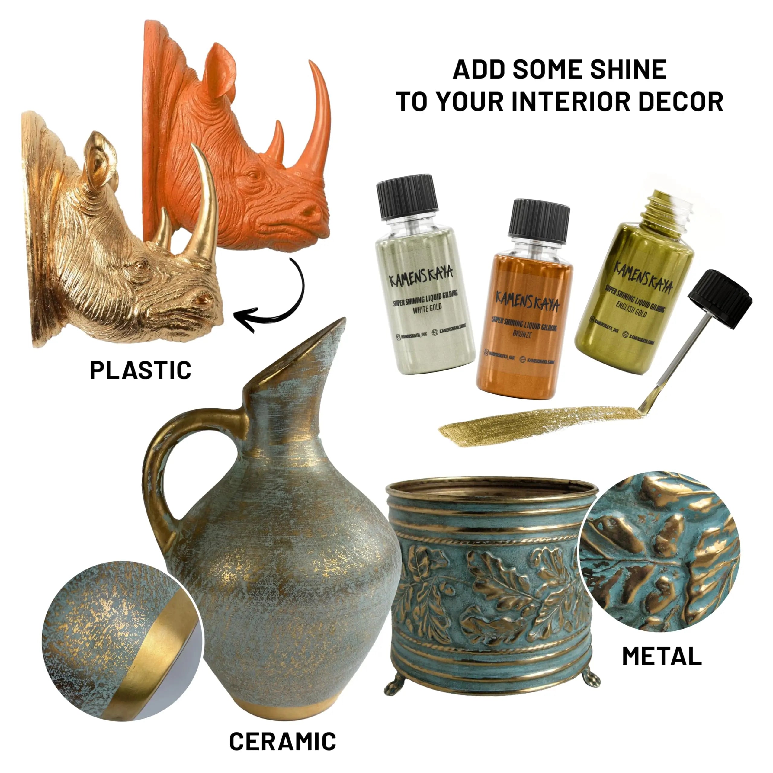 KAMENSKAYA Liquid Gold Leaf Paint - Alcohol Based Fast Drying Rich Gold Liquid Leaf, 0.68 fl oz (20 ml)