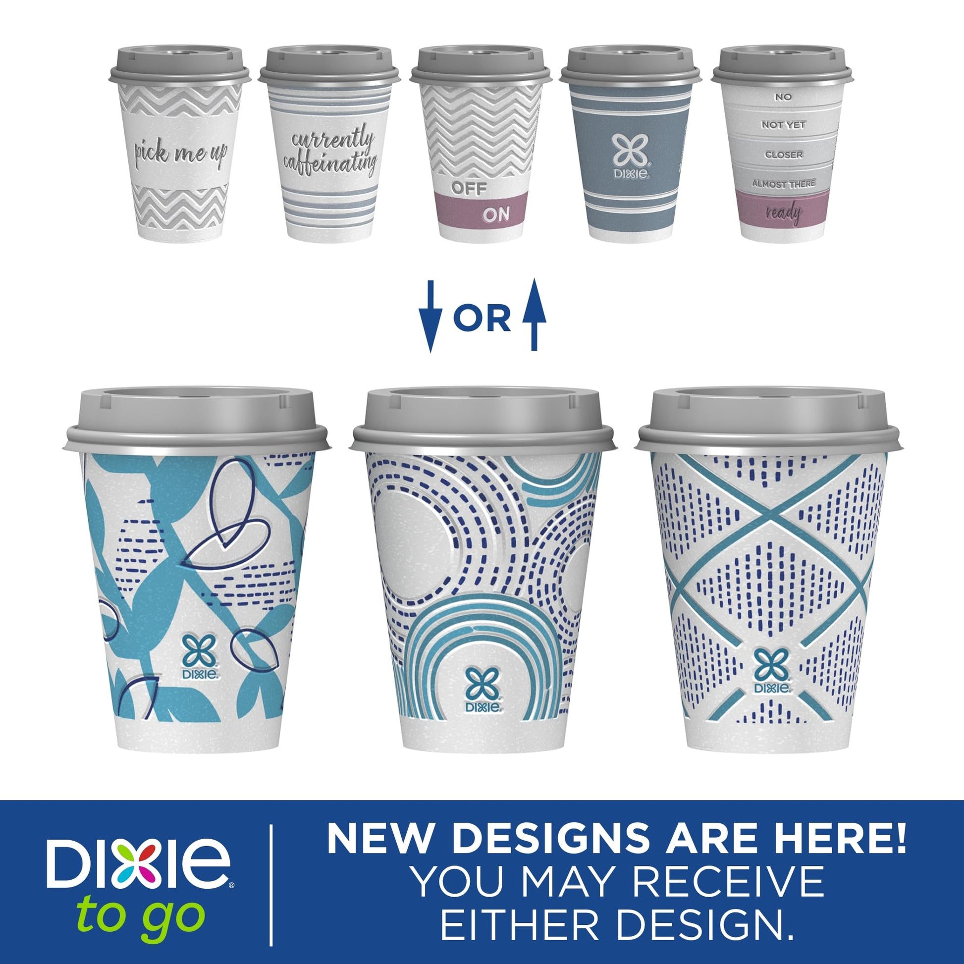 Dixie To Go Paper Coffee Cups With Lids, 12 oz, 14 ct, Disposable Insulated Paper Cups for On-The-Go Hot or Cold Beverages