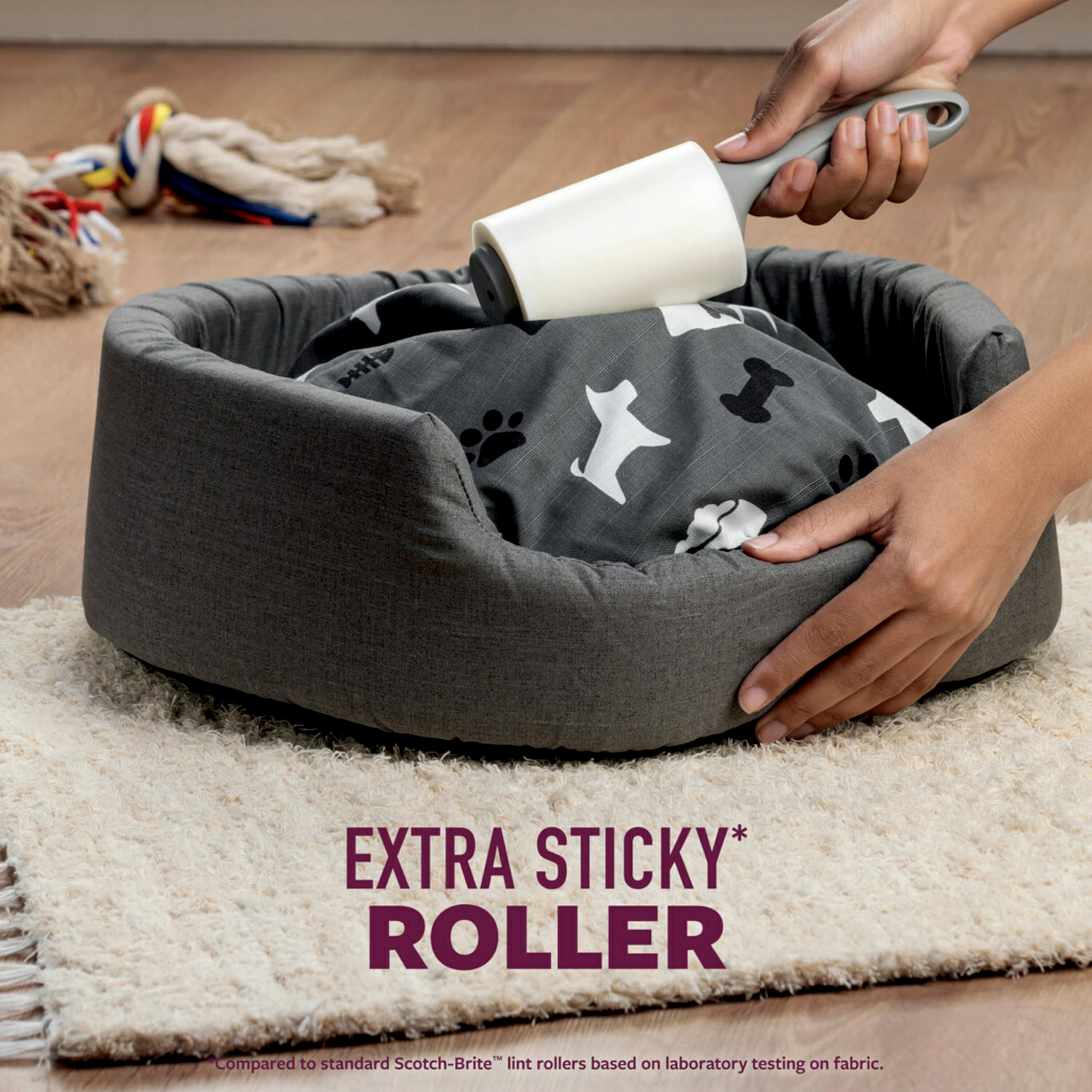Scotch-Brite Pet Hair Pickup Extra Sticky Large Lint Roller, Designed for Removing Fur + Fluff on Couches, Clothes, Dog and Cat Beds, & More, 1 Pack, 60 Easy-Tear Adhesive Sheets Total