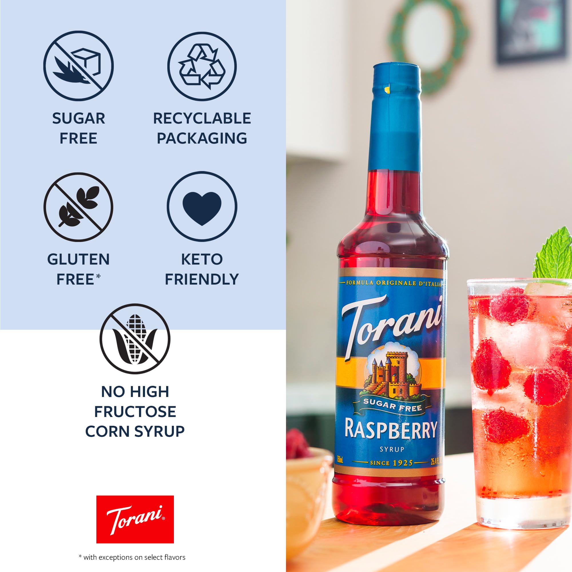 Torani Sugar Free Syrup, Soda Flavors Variety Pack, 25.4 Ounce (Pack of 4)