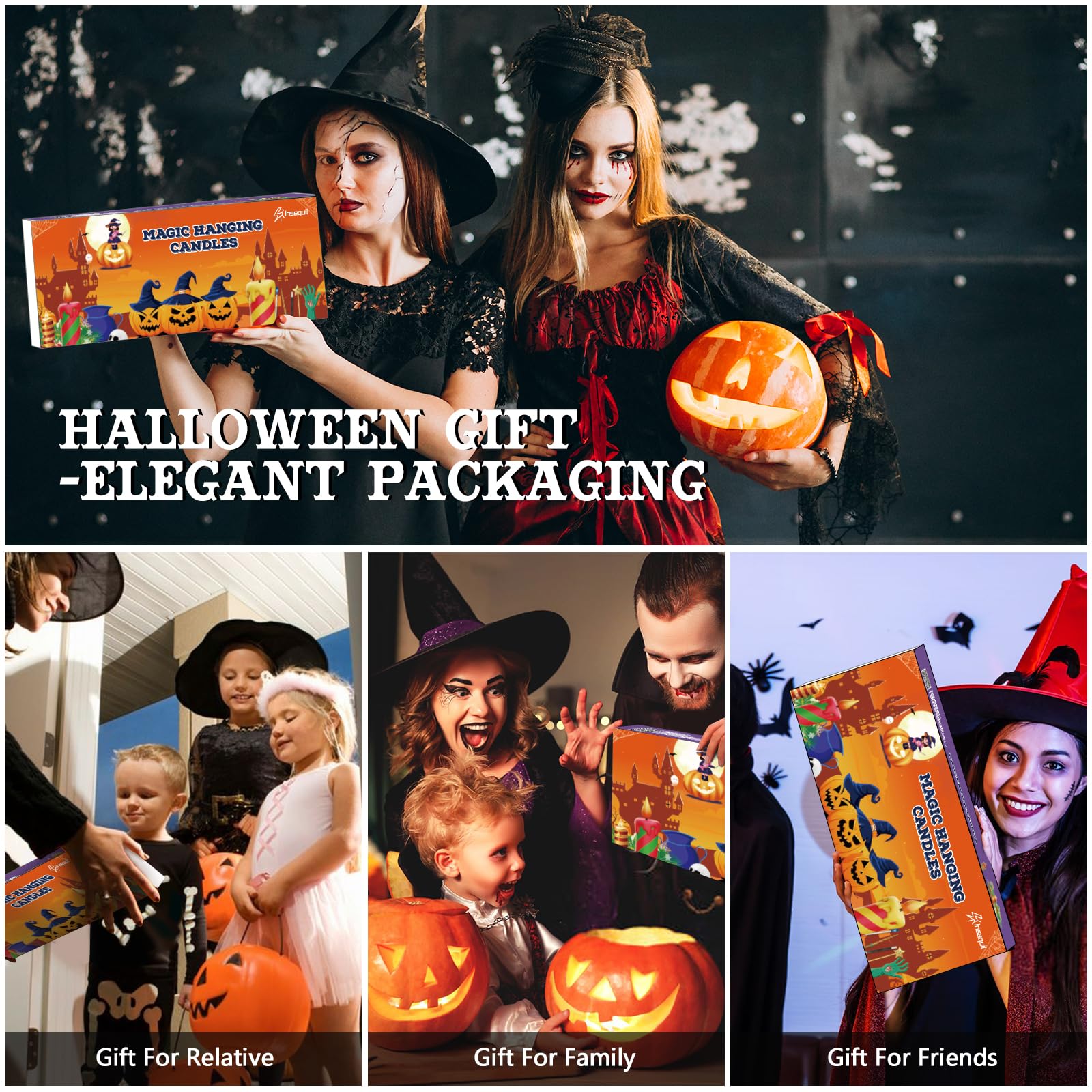 Floating Candles with Wand Remote, 20 Pcs Magic Halloween Hanging Candles, Flickering Warmer Light Flameless LED Candles with DIY Sticker, Battery Operated Halloween Decorations Gifts Indoor (20)