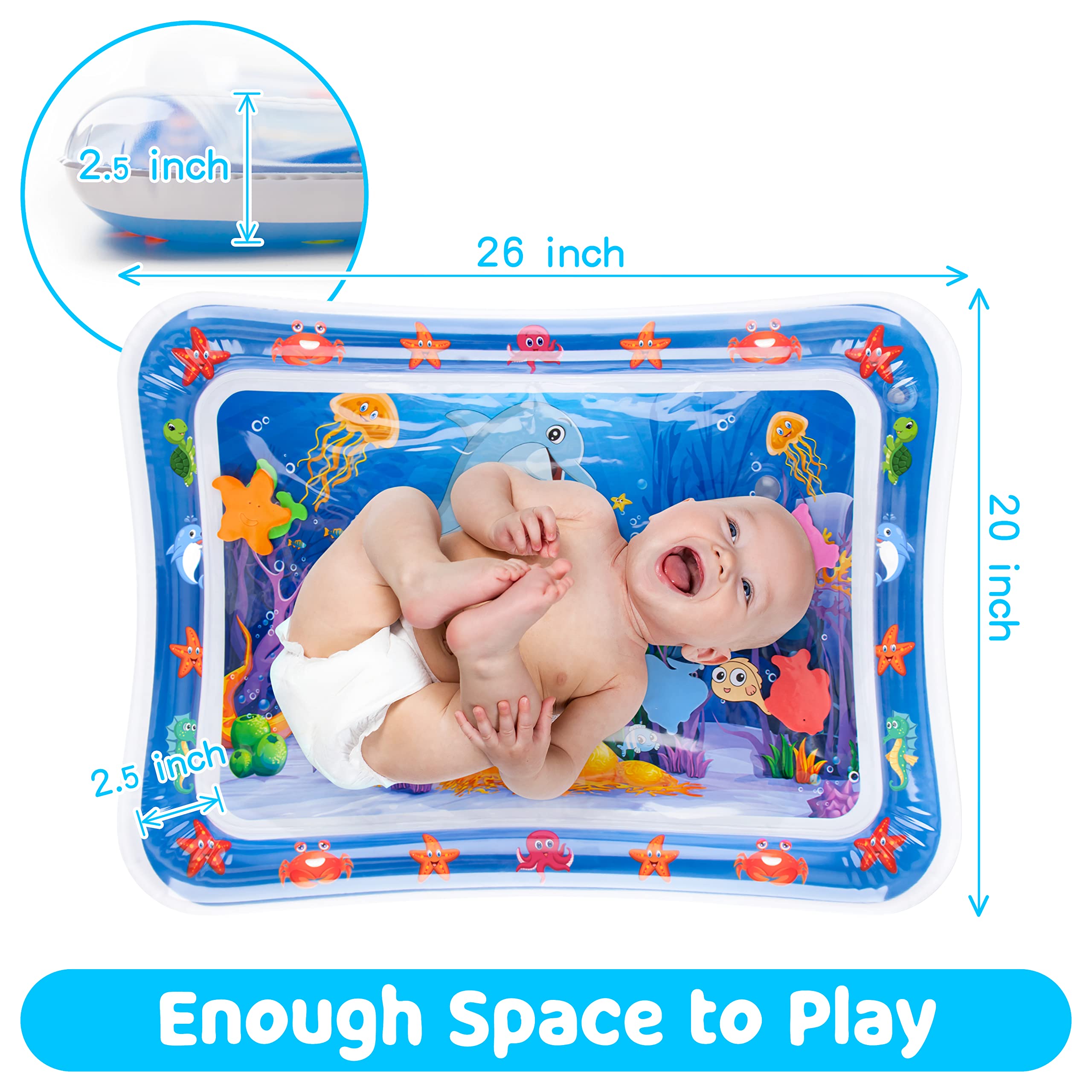 Yeeeasy Tummy Time Water MatInflatable Tummy Time Water Play Mat for Babies, Infants and Toddlers 3 to 12 Months Promote Development Toys Baby Gifts
