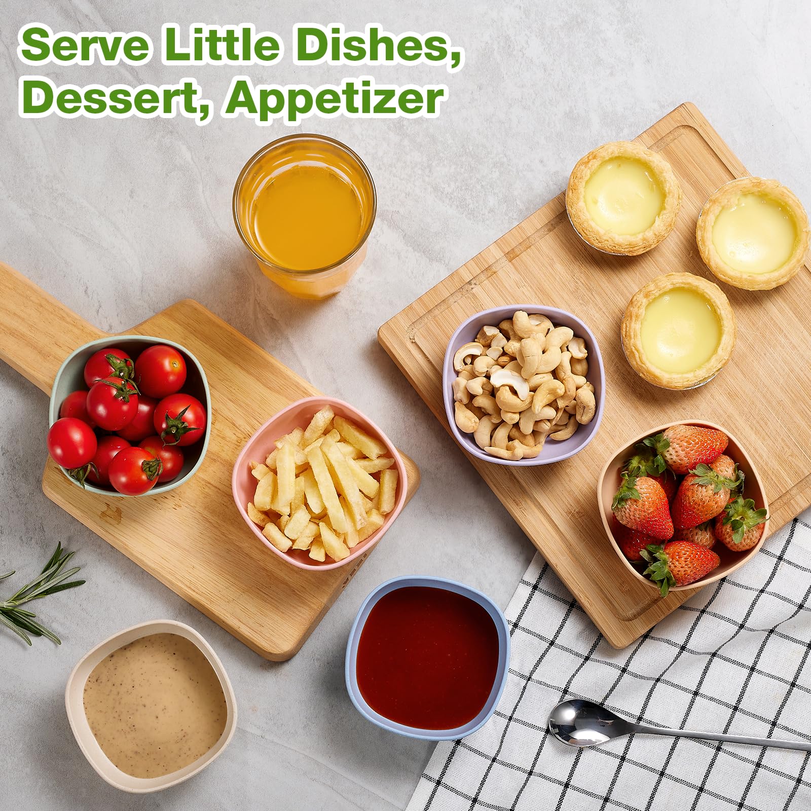 Hlukana 6 Pack Wheat Straw Soy Sauce Dishes, 4.5 OZ Small Dessert Bowls, Unbreakable Dipping Bowl, Pinch Bowls Set, Dipping Sauce Cups, Mini Prep Bowls, Dip Bowls for Side Dish, Ketchup, Soy, BBQ