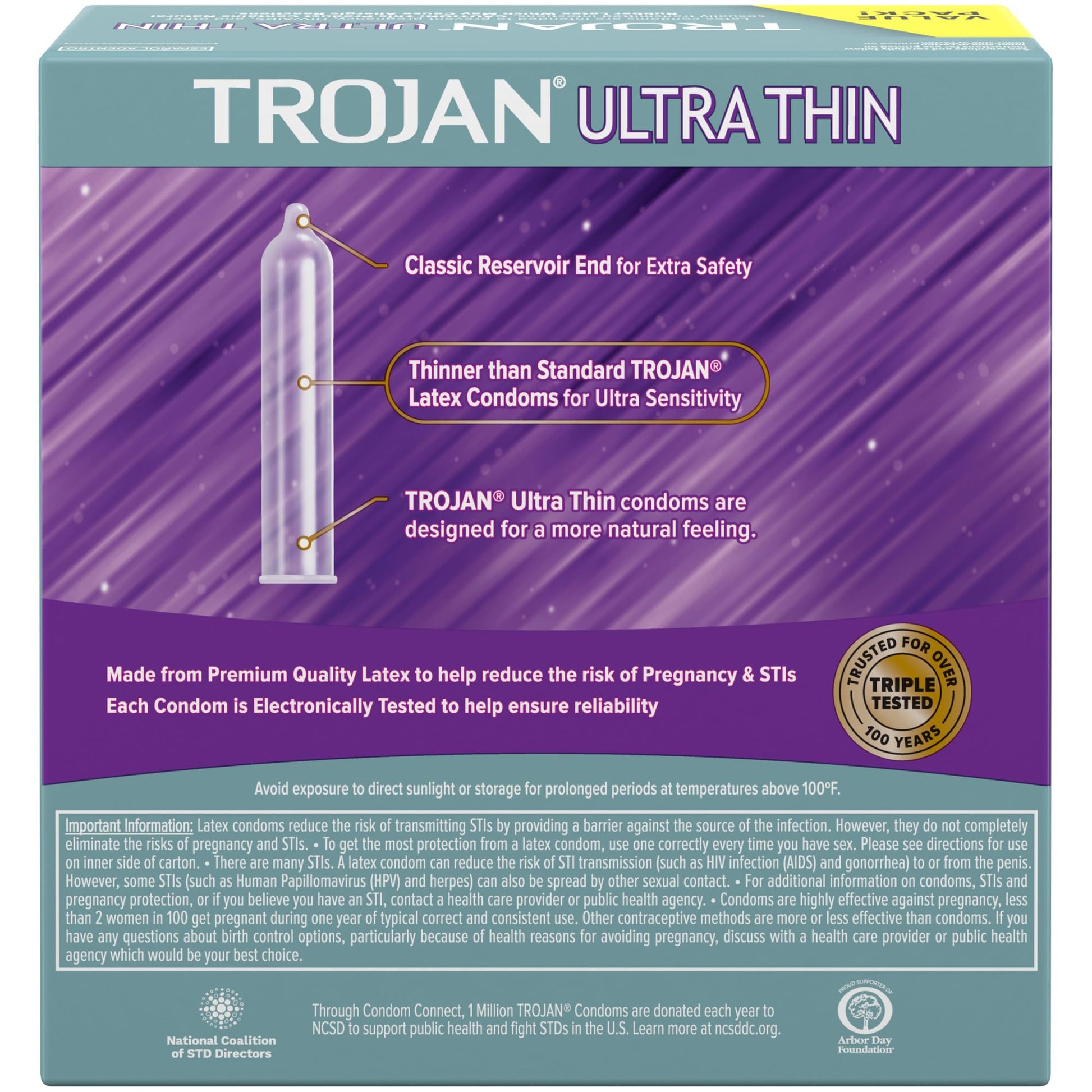 TROJAN Ultra Thin Condoms for Sensitivity, Lubricated TROJAN Condoms for Men, 36 Count Value Pack