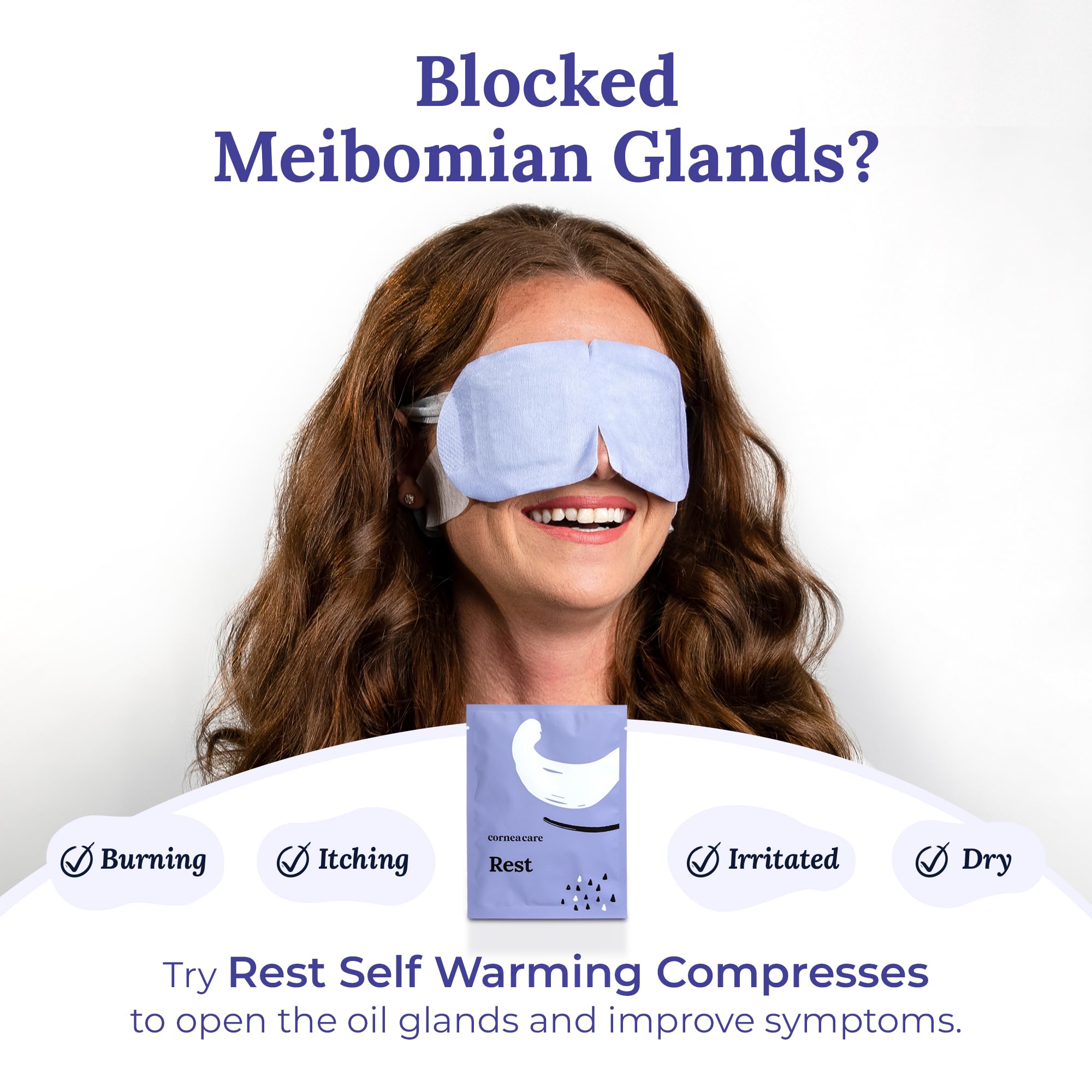 CorneaCare Rest: Self Heating Warm Compress for Dry Eyes | Heated Eye Mask for Fast Relief | No Microwave or Washcloth Needed | Travel Ready | 30 Count