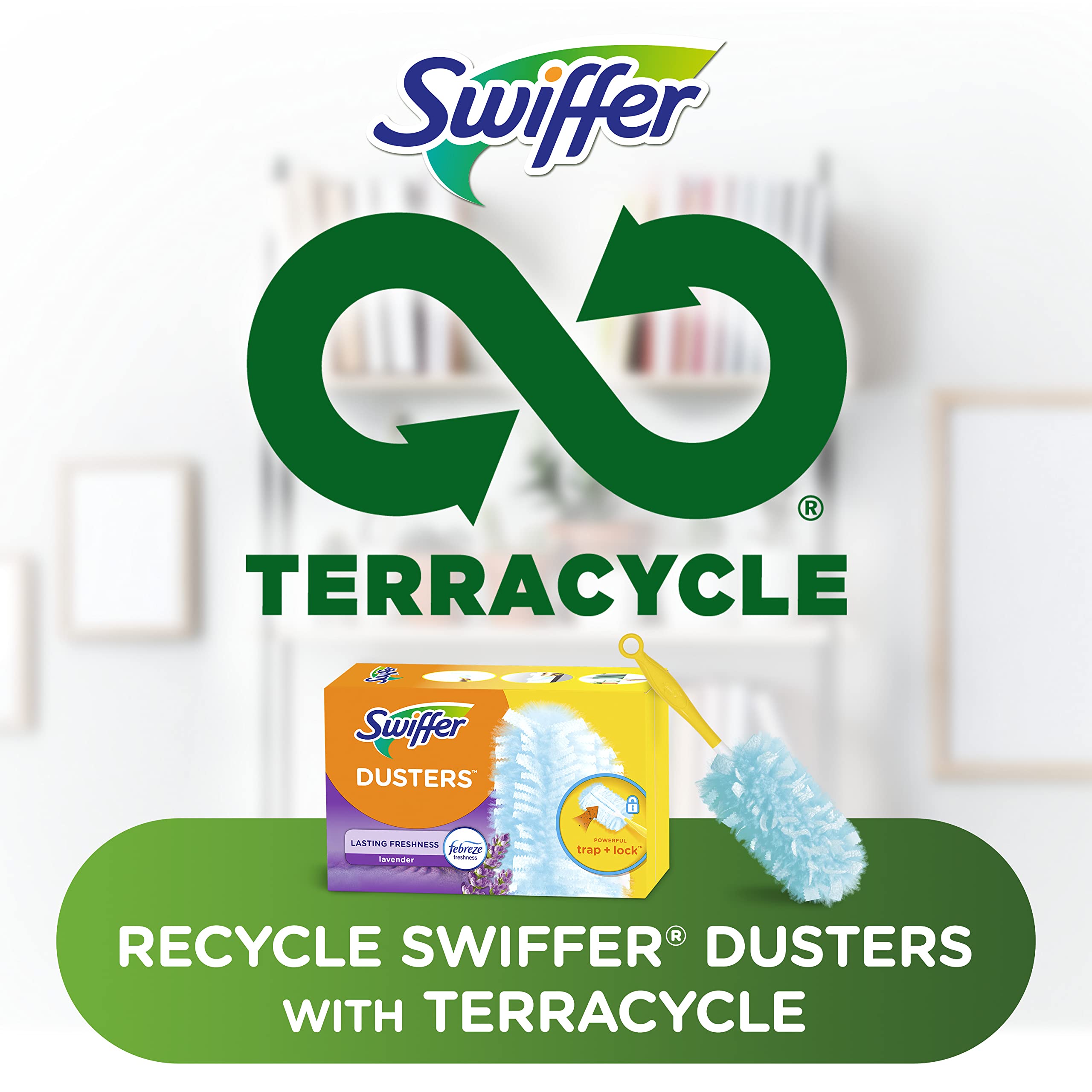 Swiffer Dusters Refill for Cleaning, Feather & Microfiber Duster Disposable Alternative, for Dusting Furniture, Blinds, Ceiling Fans, Walls, Helps Remove Allergens, Lavender, 18ct