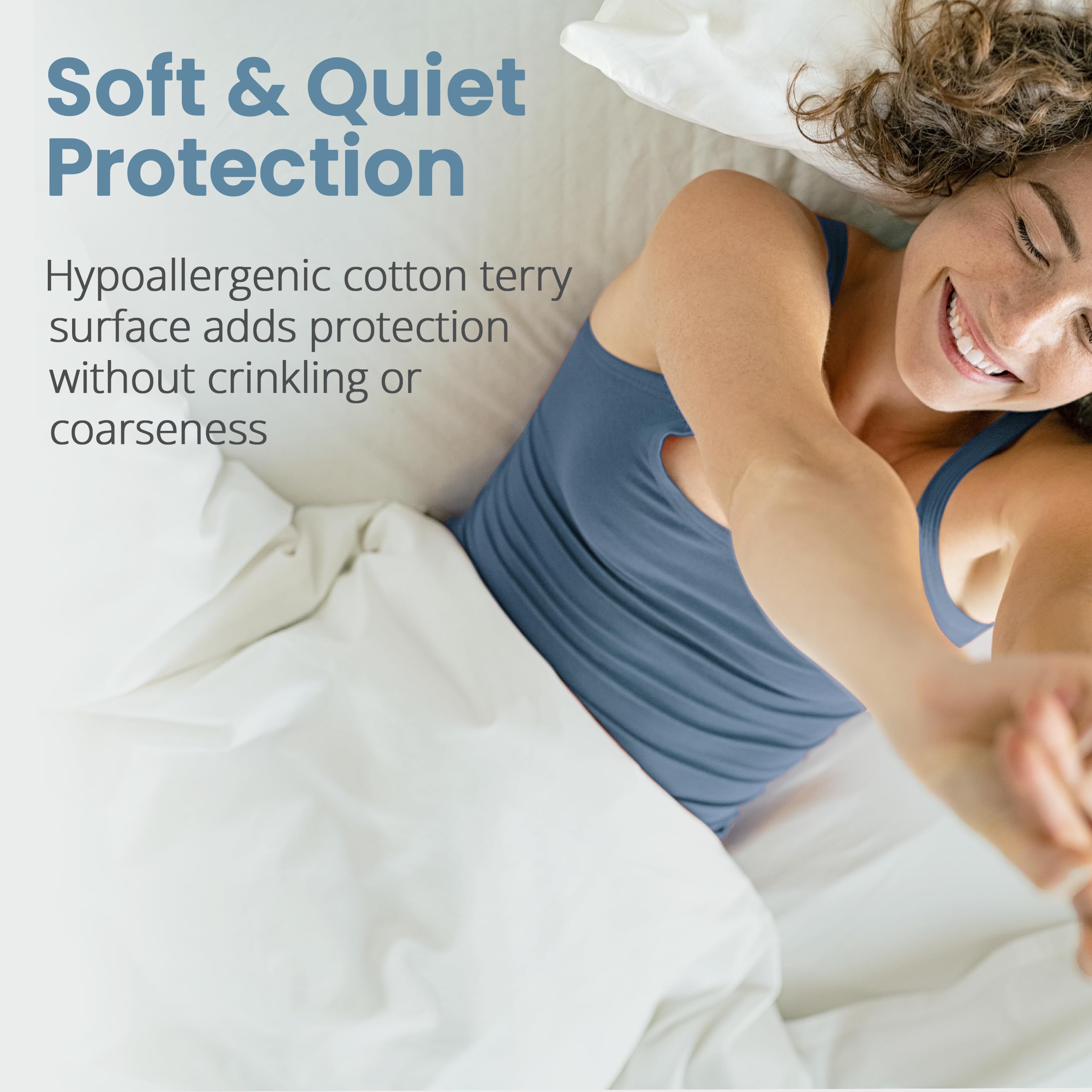 SafeRest Waterproof Queen Size Mattress Protector - Fitted with Stretchable Pockets - Machine Washable Cotton Mattress Cover for Bed