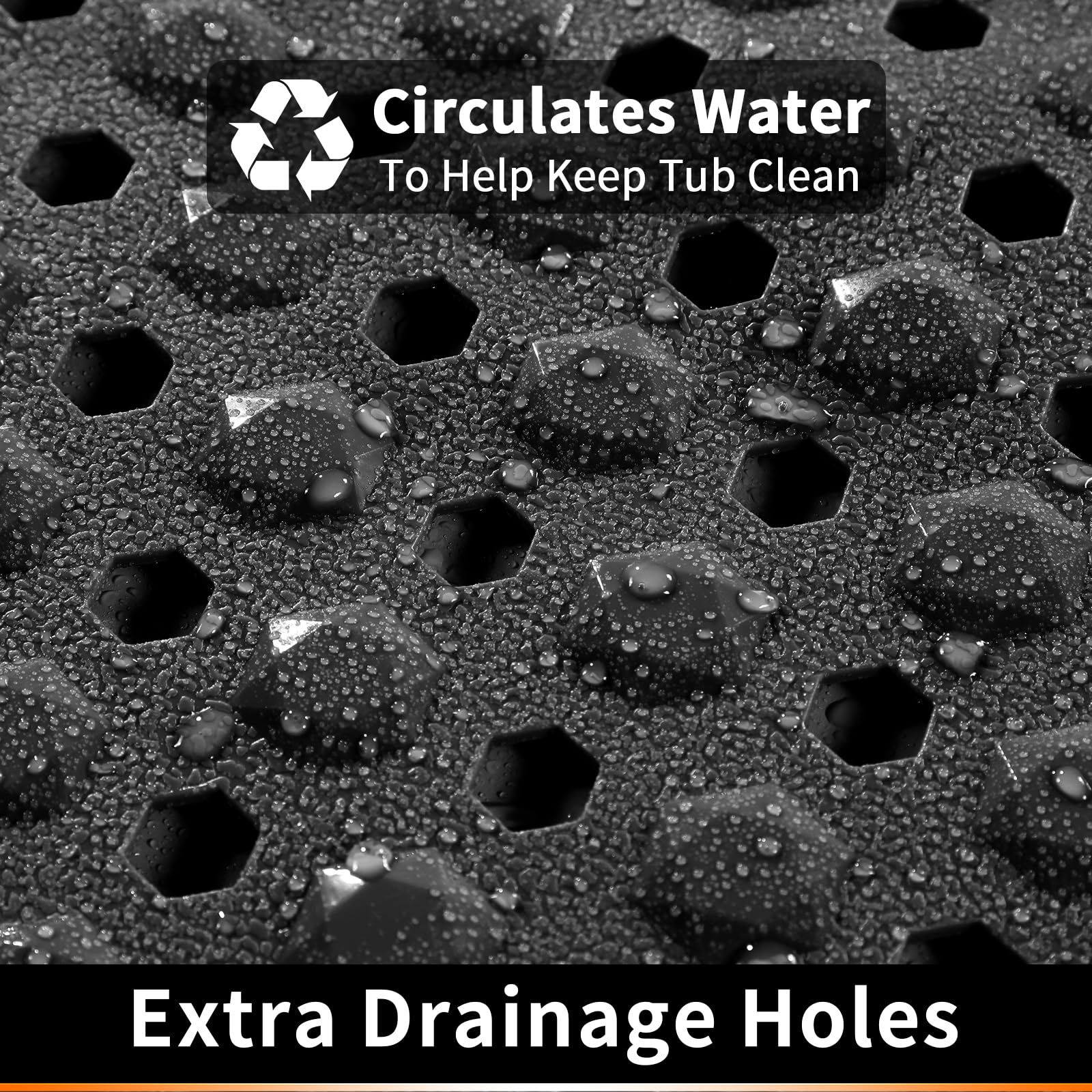 Yimobra Bath Tub Mat Non Slip, 34.5"x15.5" Long Shower Mat, Machine Washable Bathmat with Drain Holes and Suction Cups, Soft on Feet, Bathroom Essentials, Black