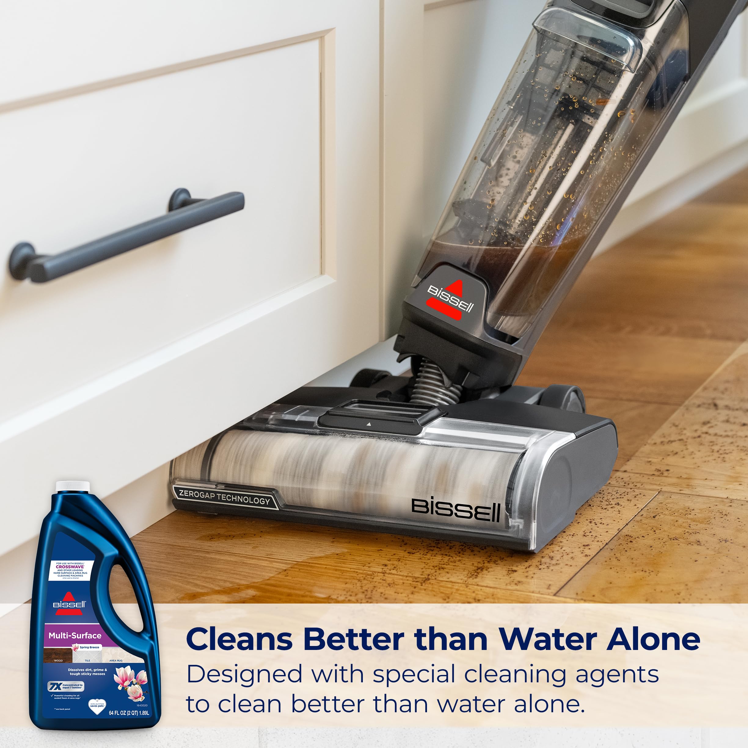 Bissell MultiSurface Floor Cleaning Formula-Crosswave and Spinwave, 17891, 64oz, Removes Everyday Dirt and Grime, Safe on Sealed Hard Floors, Tile, Laminate, Area Rugs, Spring Breeze