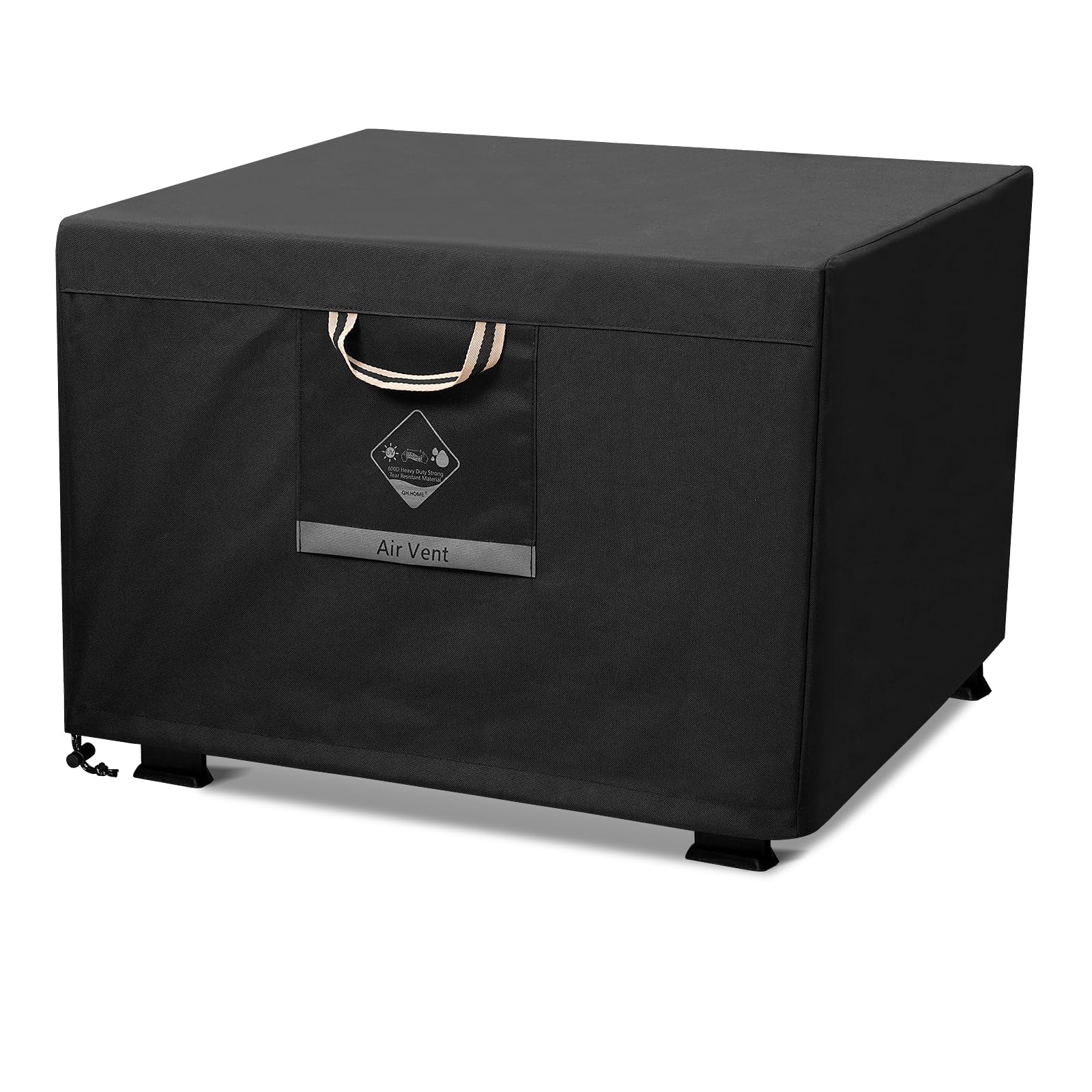 QH.HOME Fire Pit Cover Square Heavy Duty Fabric 100% Waterproof, Fits Outdoor for 29",30 inch,31 inch,32 inch Fire Pit/Table Cover,Gas Fire Pit Cover (32"L x 32"W x 24"H,Black)