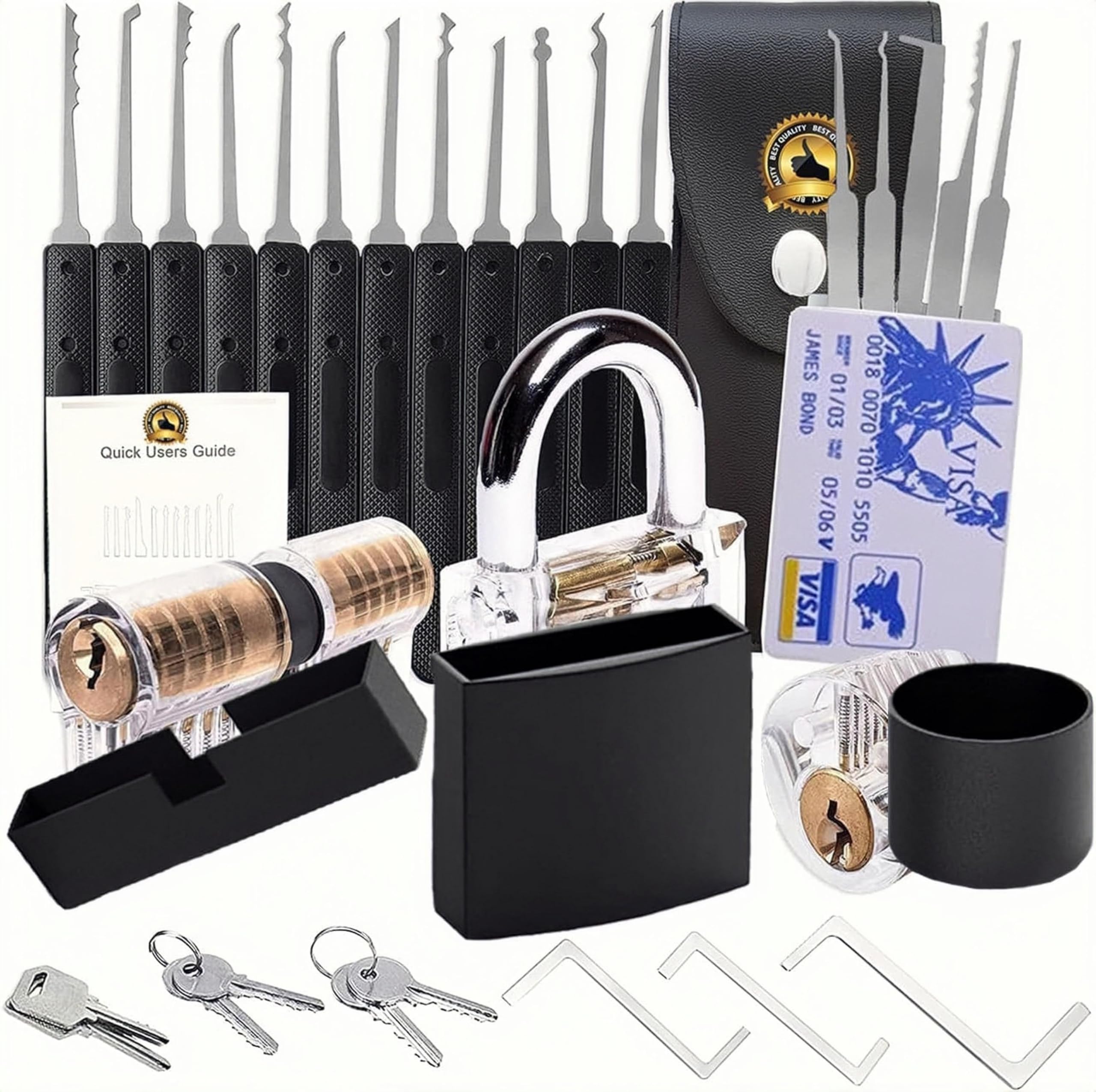 Solid Brass Door Knocker 2025 Latest Upgraded Version Pick Stainless Kit with Same Keys of 40mm Picking Wide Body 2 inch Long Anti Rust Lock Set Key Keyed Alike Set Locker Solid Brass GH85