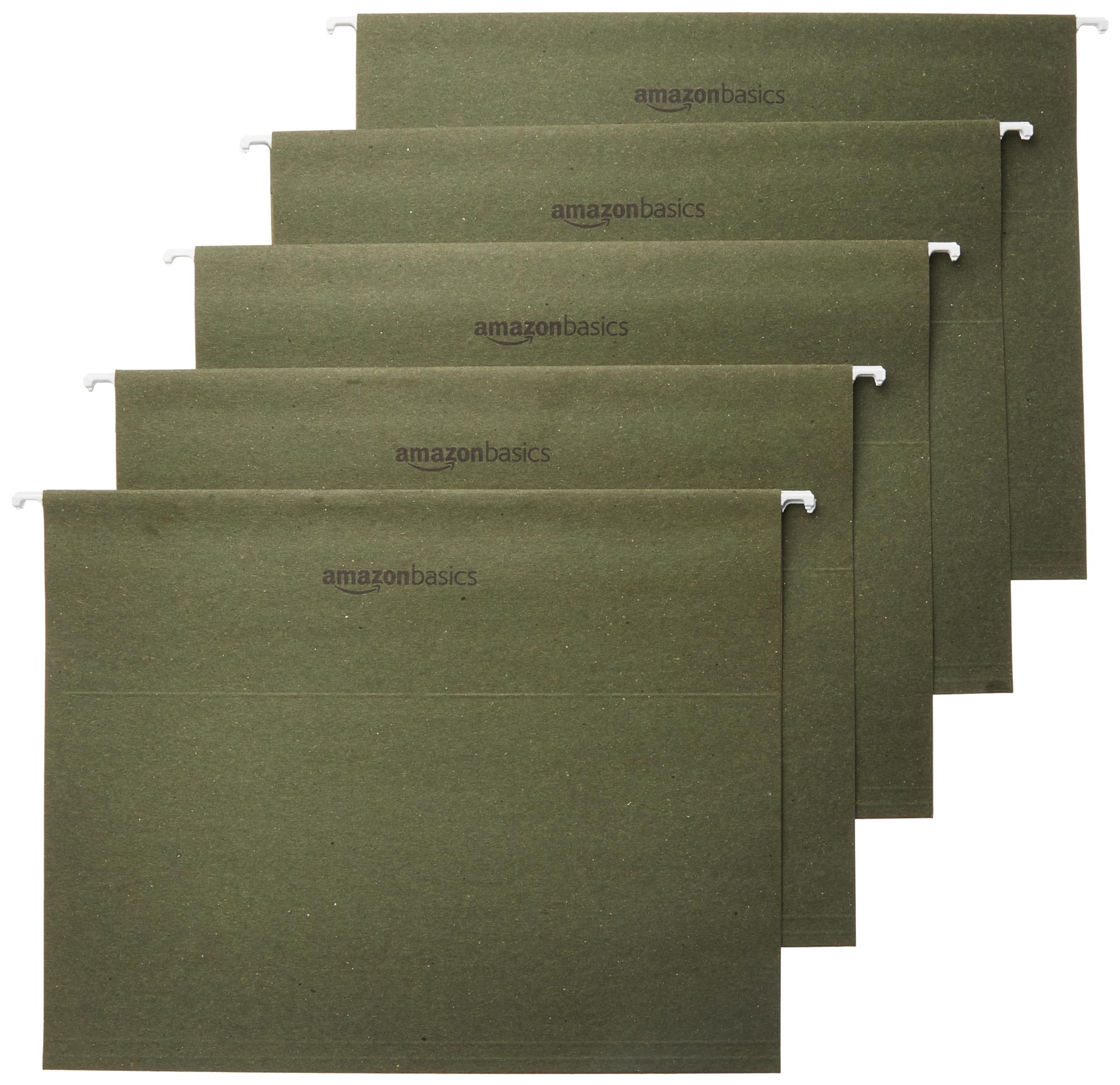 Basics Hanging Organizer File Folders for Efficient Filing, Sturdy, Adjustable Tabs, Letter Size, Pack of 25, Green