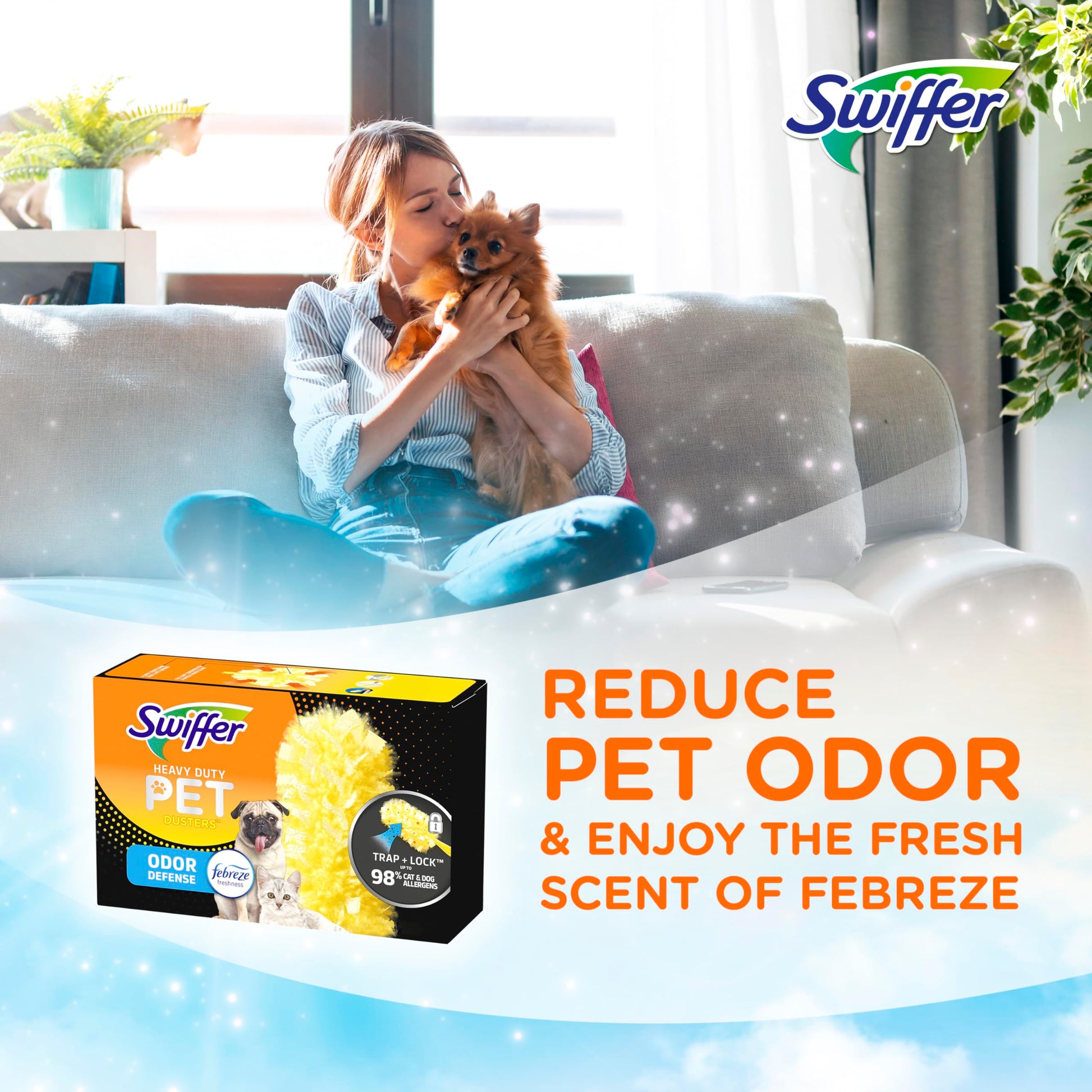 Swiffer Pet Heavy Duty Dusters Refills, Multisurface 360 Dusters with Febreze Odor Defense, 11 Count
