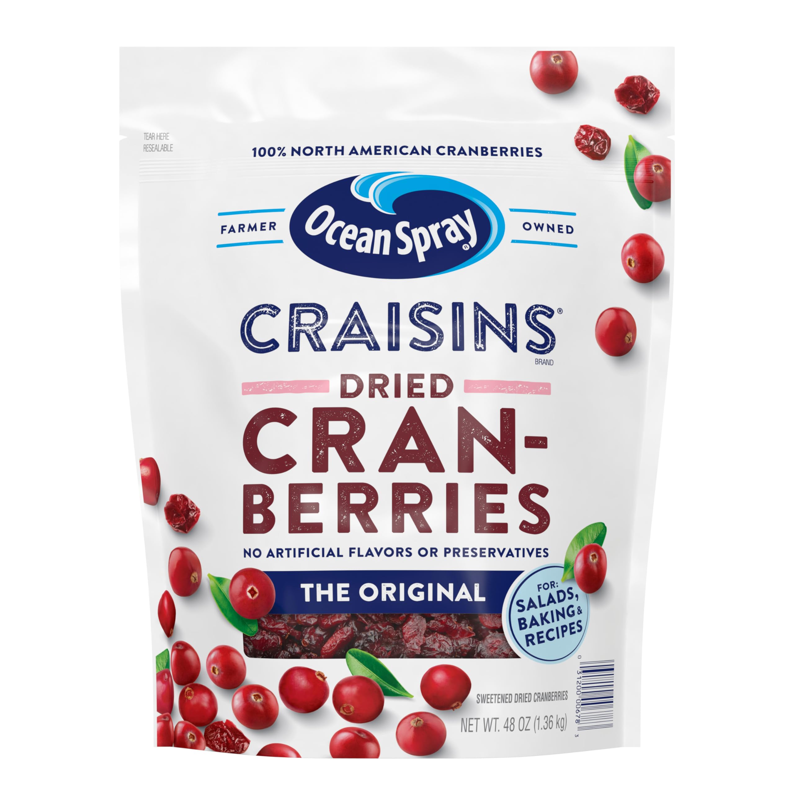 Ocean Spray Craisins التوت البري المجفف، الأصلي، 48 أونصة