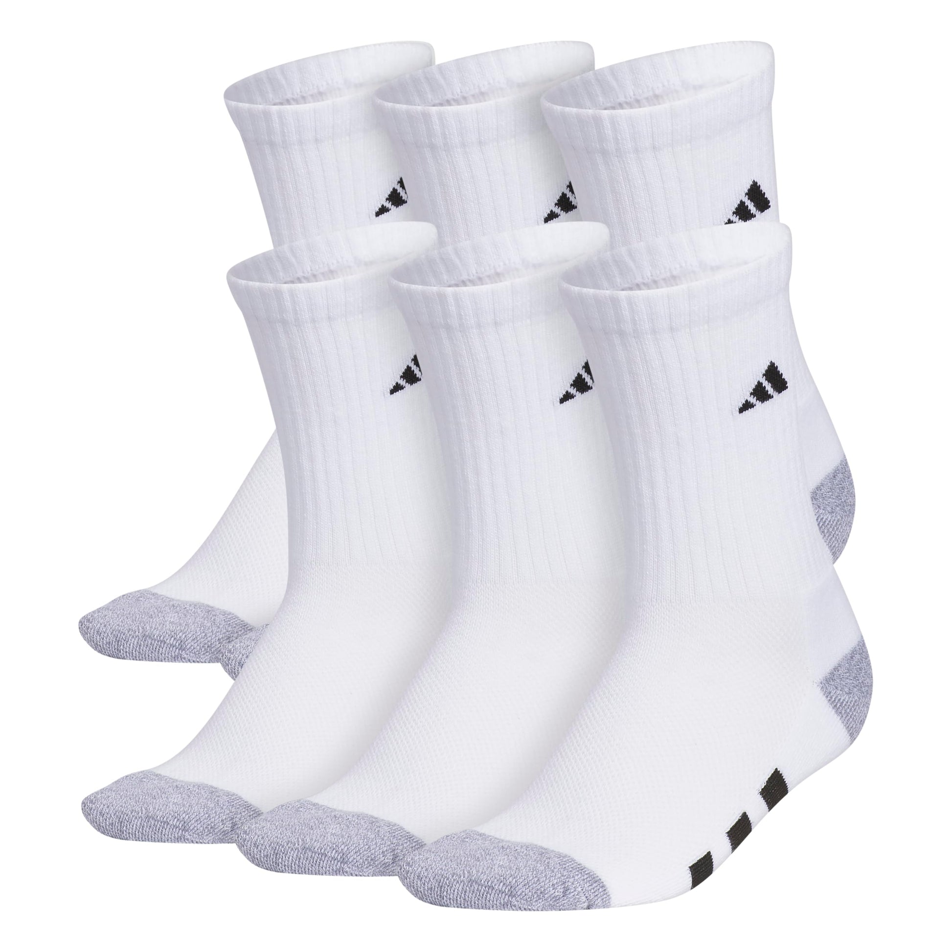 adidas Unisex Kids Crew Socks for Boys and Girls Youth (6-Pack) Athletic Cushioned and Comfortable, Tall Mid-Calf