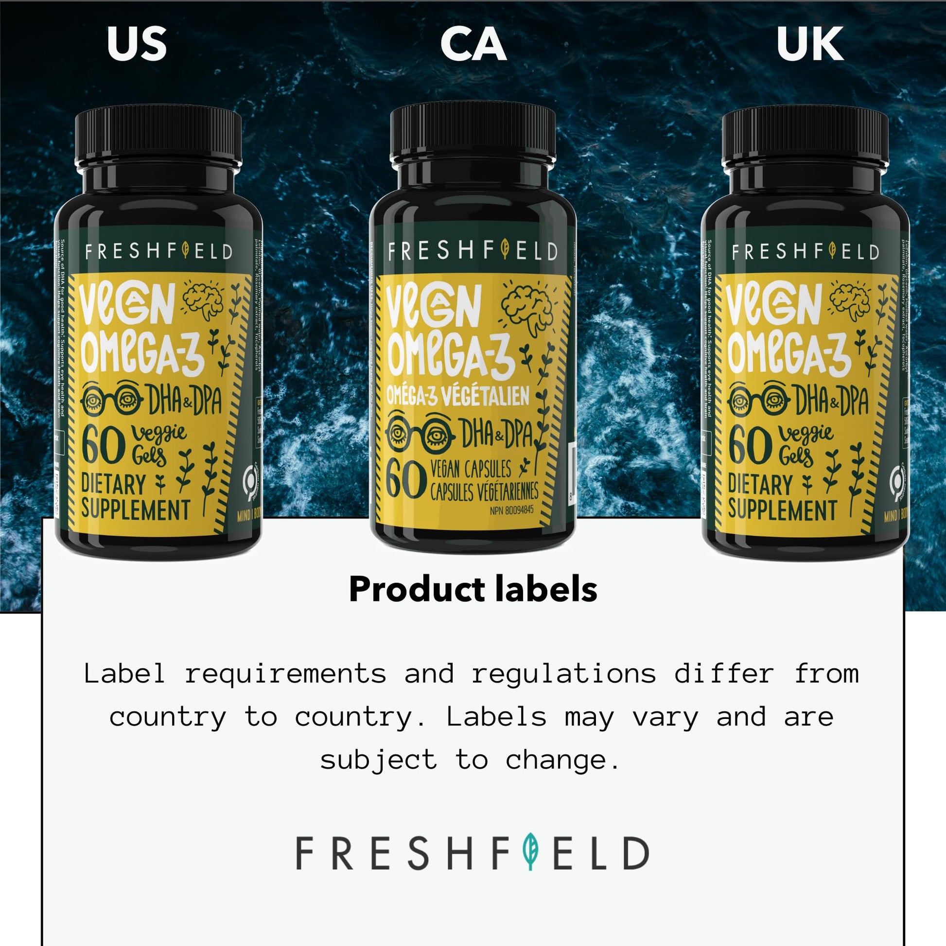 Freshfield Vegan Omega 3 DHA: Algae Oil, Most Reviewed, Carrageenan Free, Sustainably Sourced, Tested, No Heavy Metals, Fish Oil Alt, Plant Based Omega. Supports Heart, Brain, Joint Health w/DPA