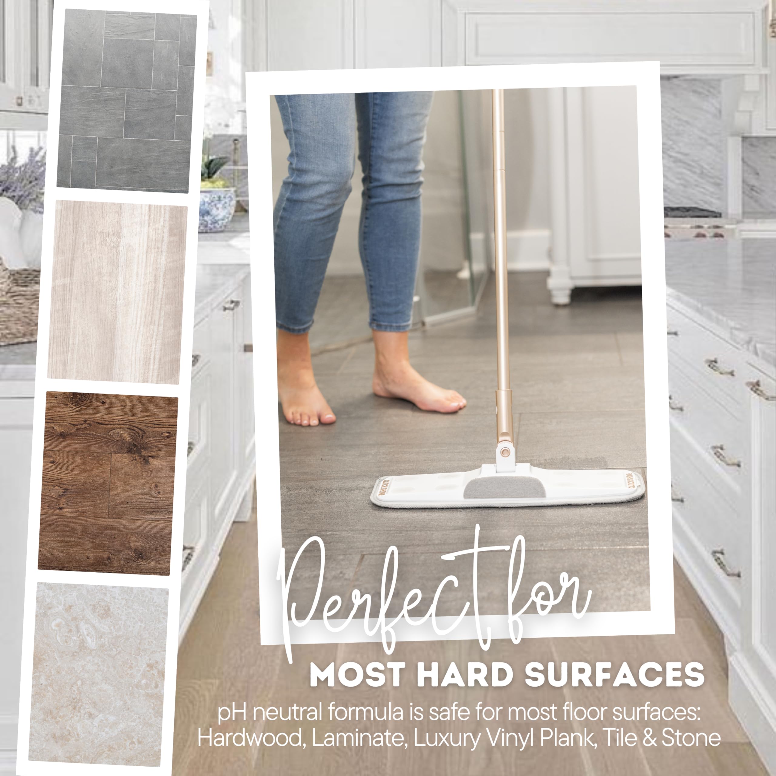 Quick Shine Multi Surface Floor Finish 64oz | Cleaner & Polish to use on Hardwood, Laminate, Luxury Vinyl Plank LVT, Tile & Stone | Safer Choice w/Clean Shine Technology | Shine-Protect-Refresh