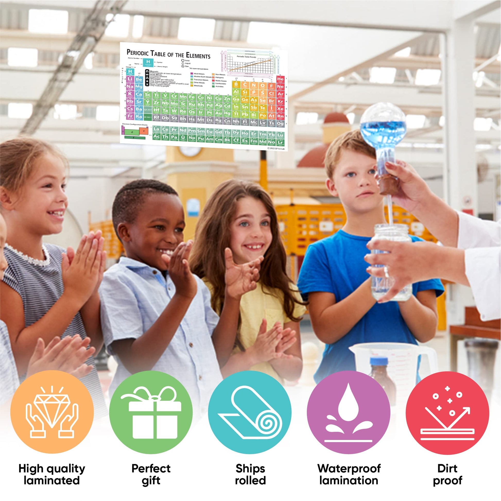 Zastic! Laminated Periodic Table of Elements Chart - 9"x12" Chemistry Reference Poster Chart Cheat Sheet - Study Guide for Highschool, College, SAT/AP