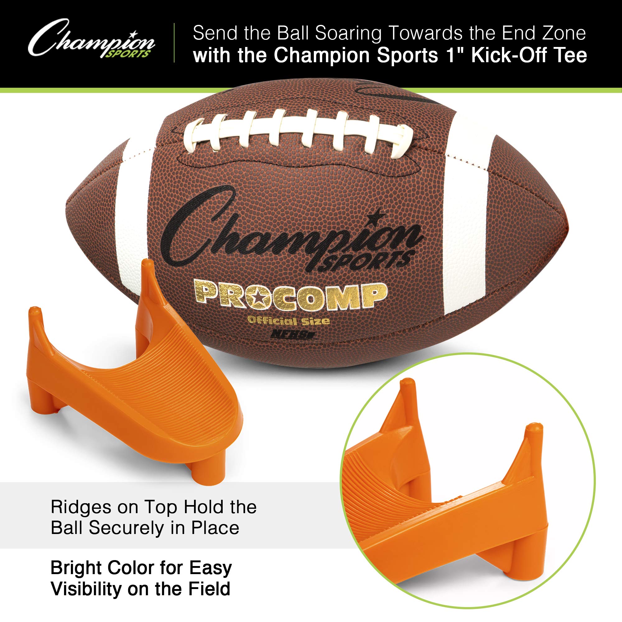 Champion Sports Hevy Duty Football Kickoff Kicking Tee - High Visibility Orange - 1"