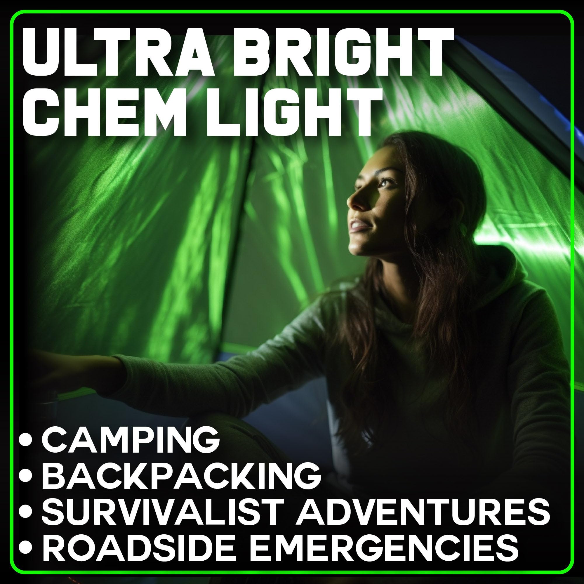 Emergency Glow Sticks - 12 Ultra Bright Individually Wrapped Military Grade Chem Lights - 12 Hour Bulk Tactical Light Sticks for Survival Gear, Camping, and Power Outages
