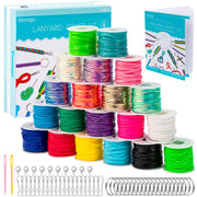 Tresotoyo Lanyard String, 20 Rolls Gimp String, Plastic String Lacing Cord, Boondoggle String Kit 1200 Feet and 52Pcs Keychain Lanyards Accessories for Keychain Crafts, Bracelet with Instruction Box