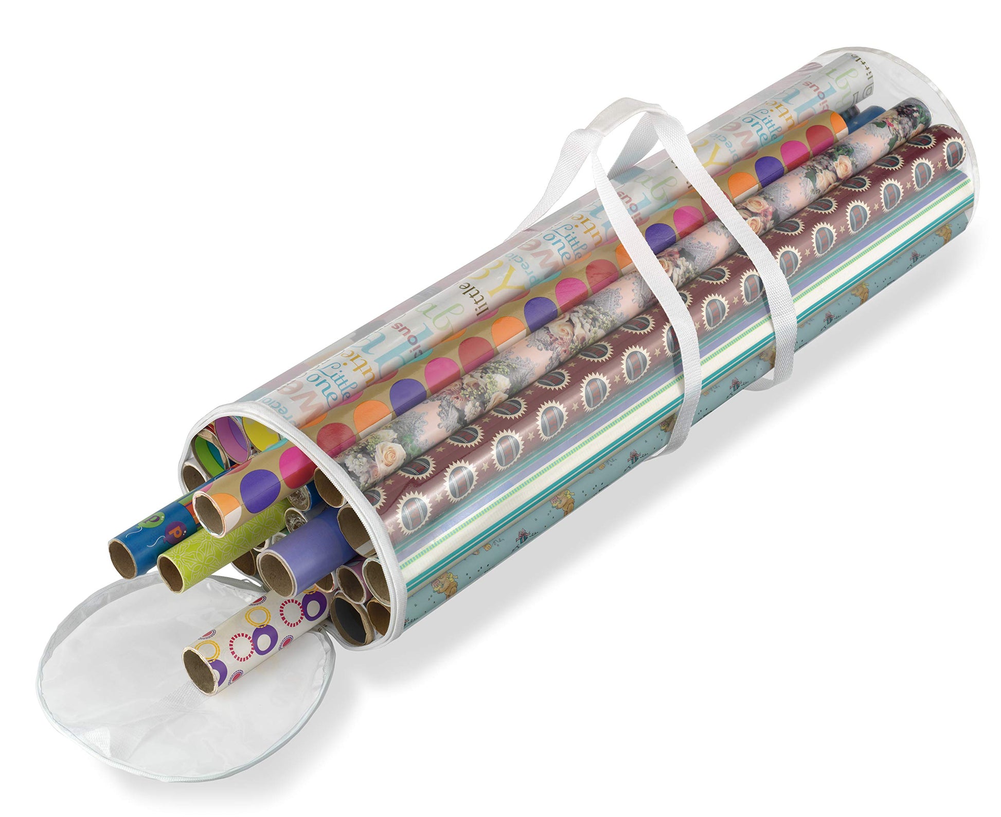 Whitmor 6044-4924 Clear Gift Wrap Organizer - Zippered Storage for 25 Rolls