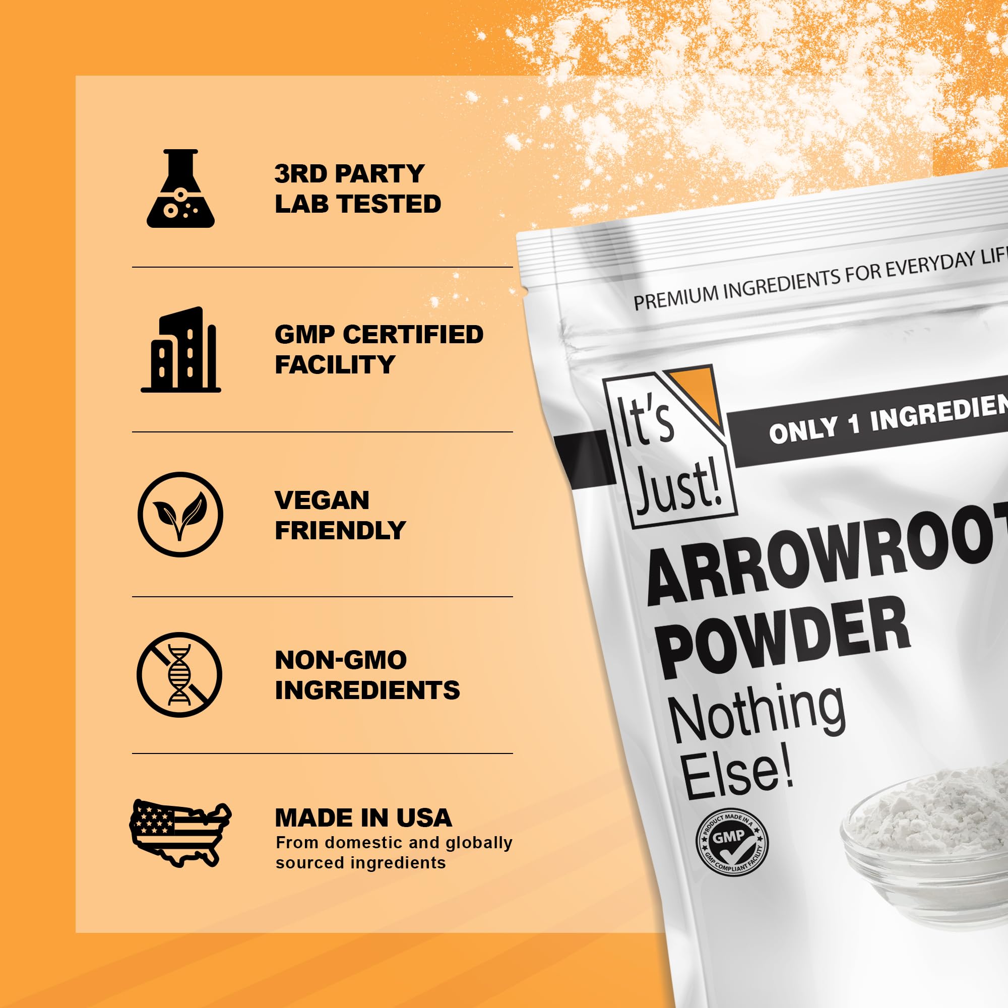 It's Just - Arrowroot Powder, 8oz, Natural Thickener, Gluten-Free, Dairy-Free, Non-GMO, Cornstarch Substitute