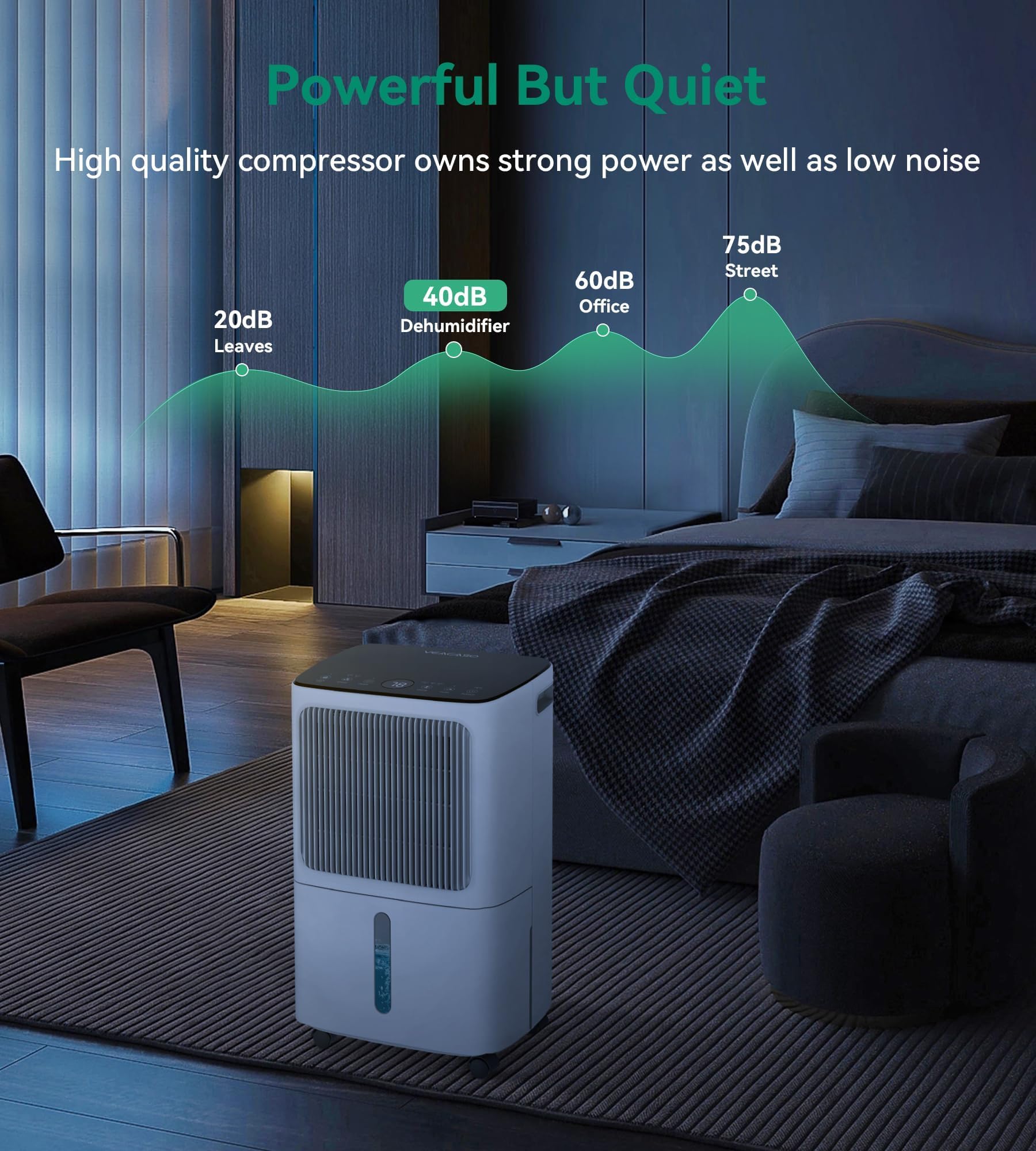 2500 Sq.Ft Dehumidifiers for Home with Drain Hose Max 34 Pints, VEAGASO Dehumidifier for Basement, Large Room, Bathroom, Bedroom, Three Modes, Intelligent Humidity Control, Dry Clothes, 24HR Timer