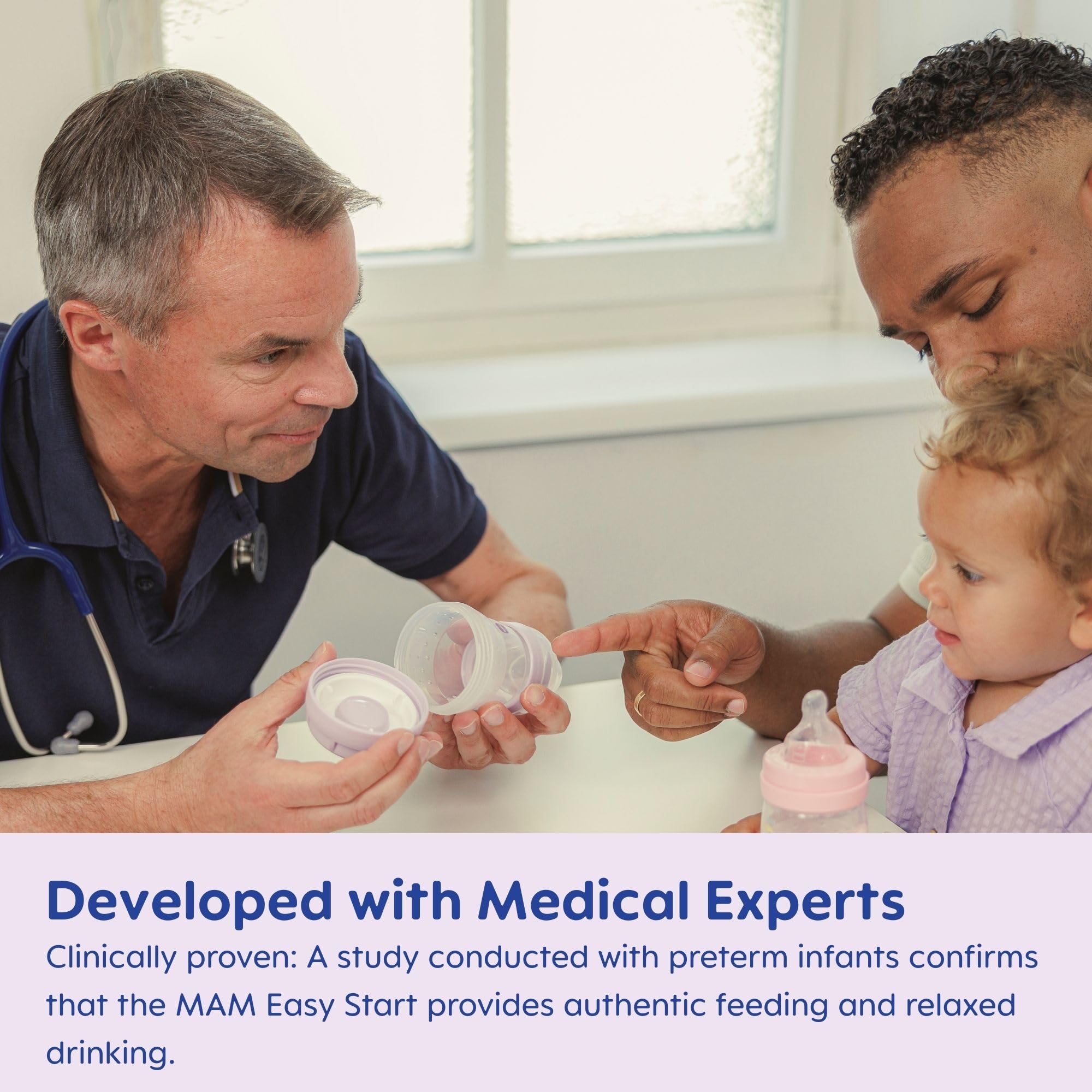 MAM Easy Start Anti-Colic Baby Bottle 9 oz, Medium Flow, Breastfeeding-Like Silicone Nipple Bottle, Reduces Colic, Gas, & Reflux, Easy-to-Clean, BPA-Free, Vented Baby Bottles for Newborns, 2+ Months