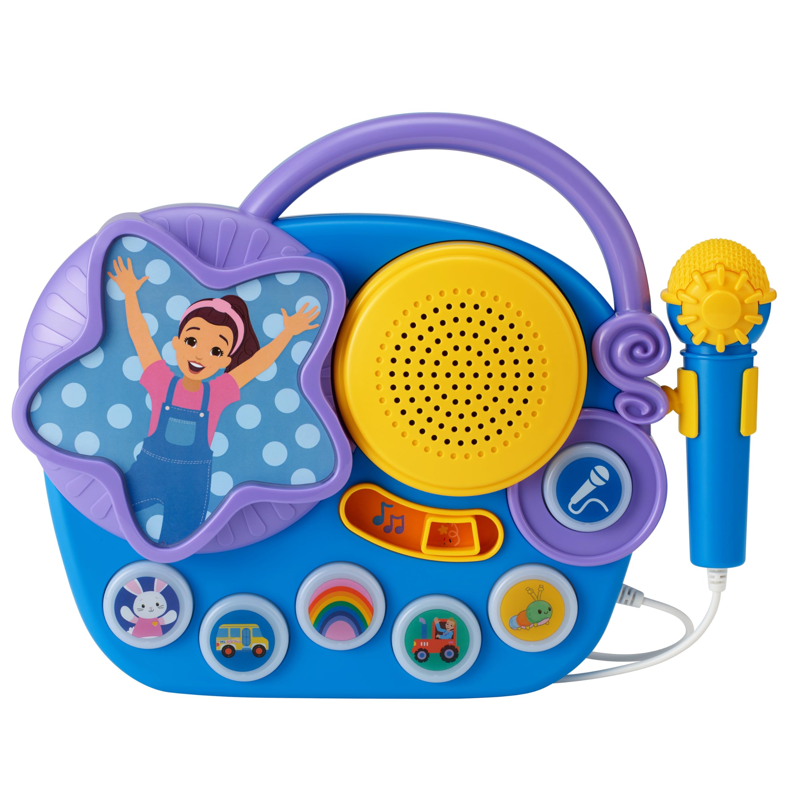 eKids Ms Rachel Karaoke Microphone with Boombox for Fans of Toddler Toys, Kids Karaoke Machine with Built in Music