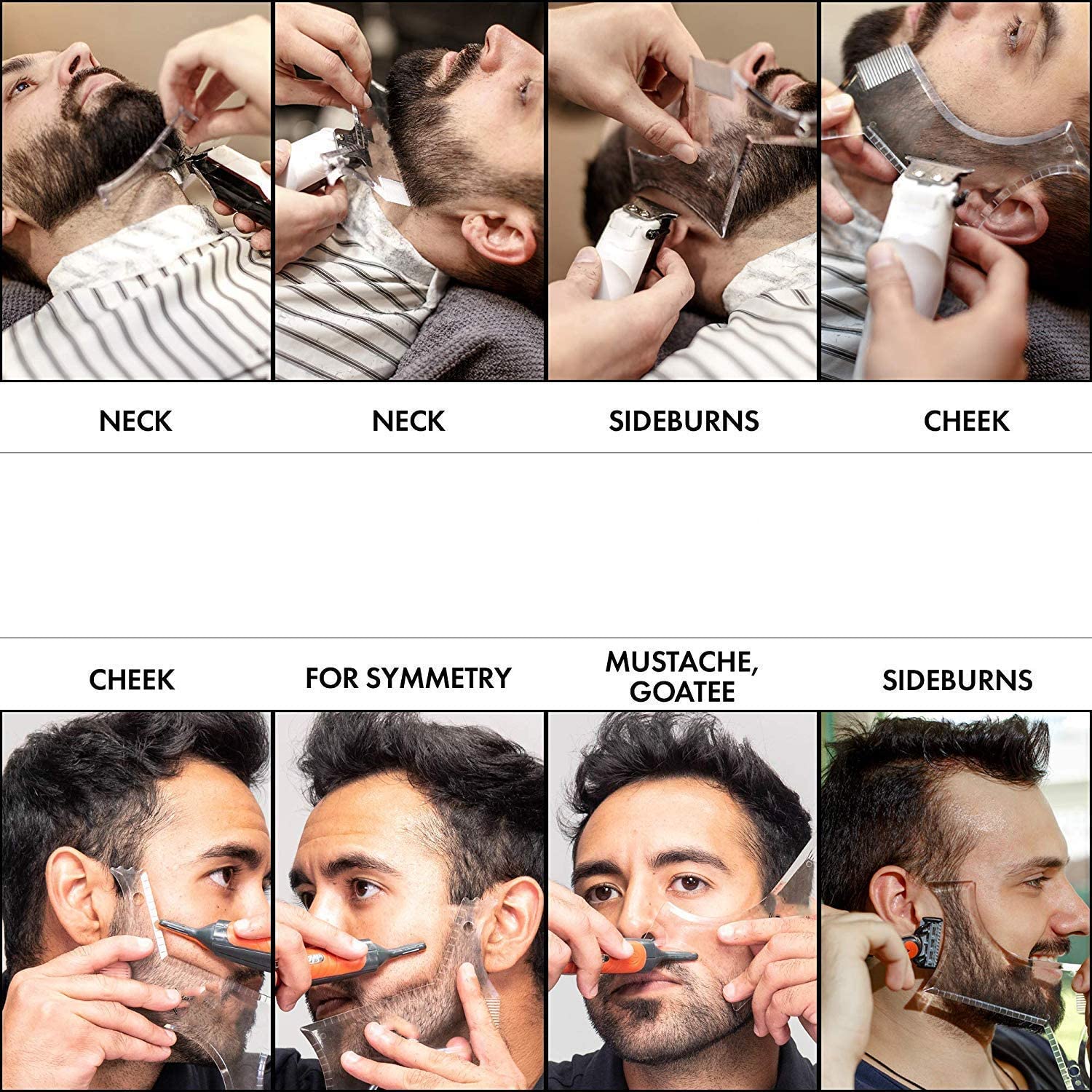 Beard Shaping & Styling Tool With Comb for Perfect line up & Edging For Men's Jaw Cheek/Neck Line, Symmetric/Curve/Step Cut Works with Any Beard Razor Electric Trimmers or Clippers (Clear-1pcs)