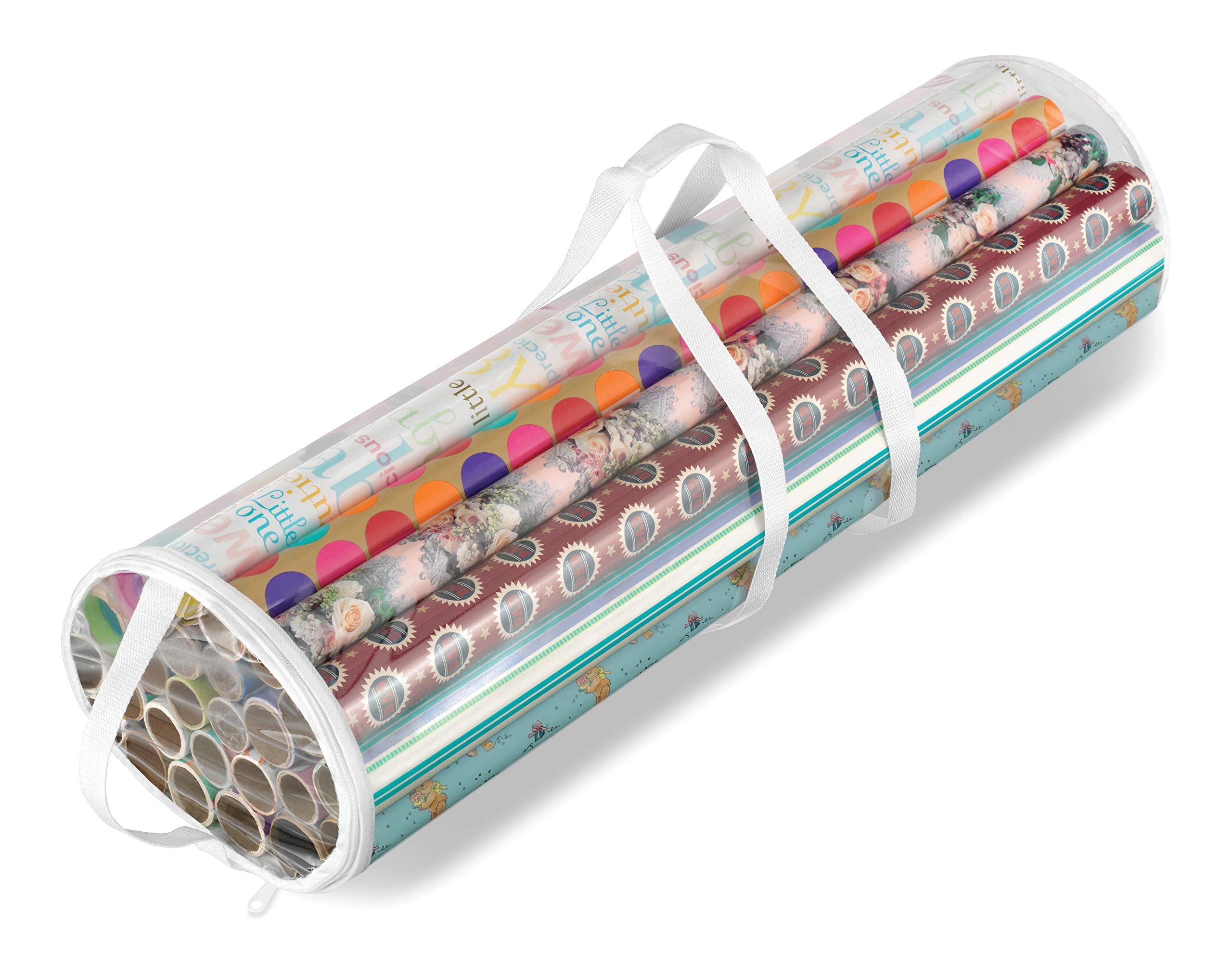 Whitmor 6044-4924 Clear Gift Wrap Organizer - Zippered Storage for 25 Rolls
