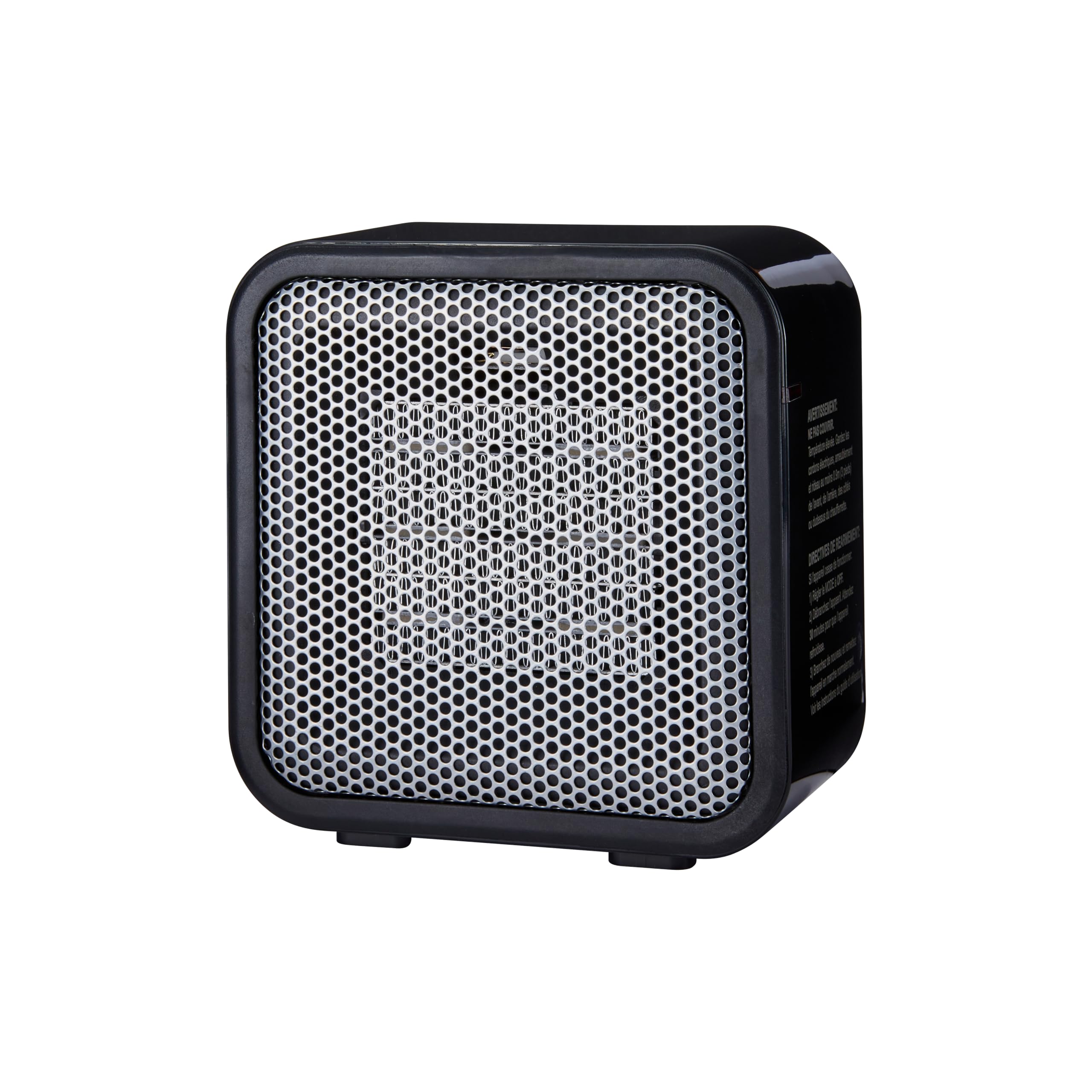 Basics Ceramic Space Heater, Mini Heater for Office Desk, Portable Tent Heater for Camping (Indoor Use), 500 W, With Tip-Over Protection, Lightweight (1.4 LBS), Black, 5.87"D x 3.15"W x 5.95"H