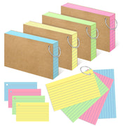YAGUAO Colored Index Cards 3x5 Inch Flash Cards with Ring Lined Flashcards Note Cards for Studying School Supplies College, 200 Count