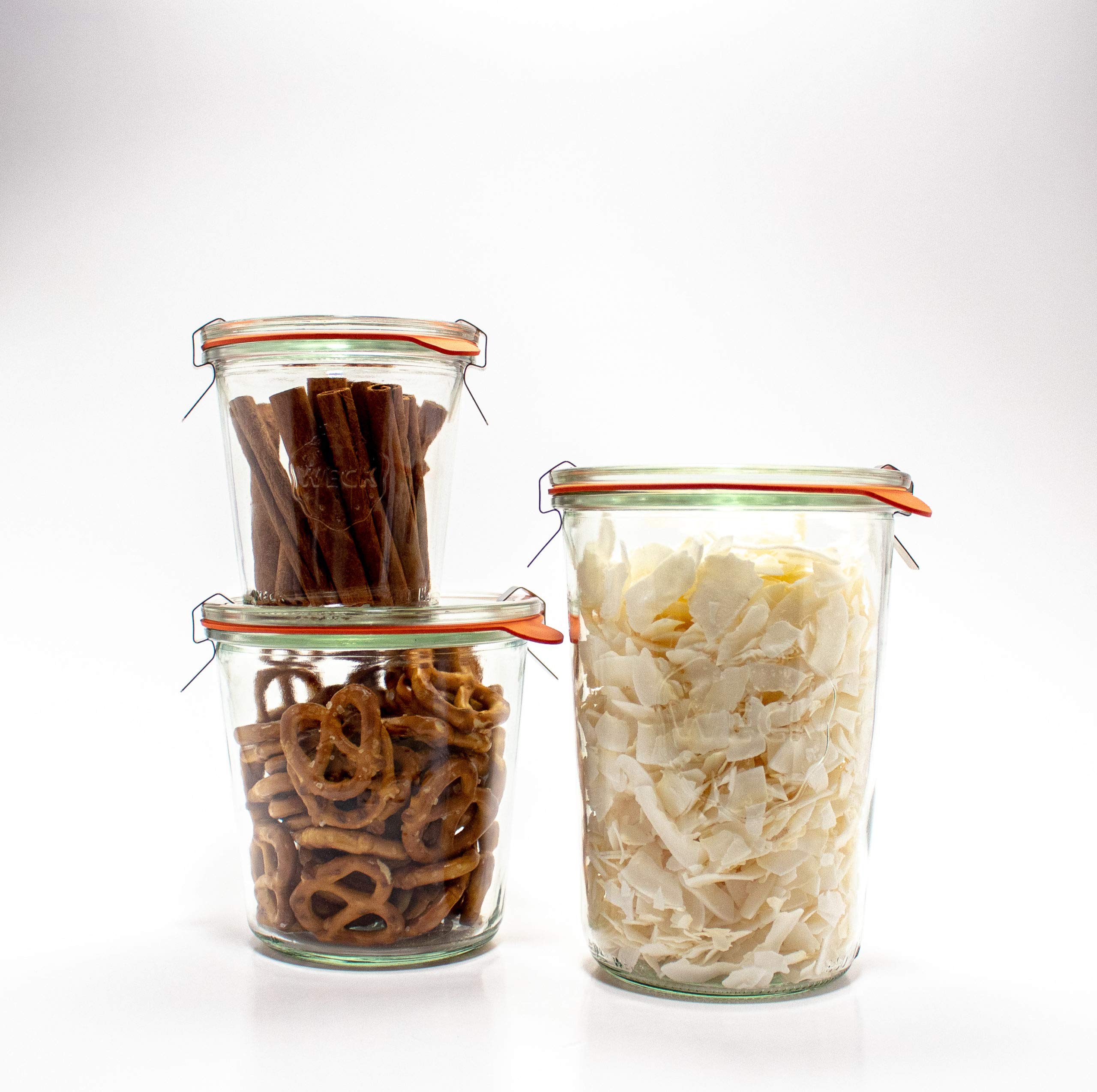 Weck Canning Jars 743 - Weck Mold Jars made of Transparent Glass - Eco-Friendly Canning Jar - Storage for Food with Air Tight Seal and Lid - 3/4 Liter Tall Jars Set - Set of 2 Jars