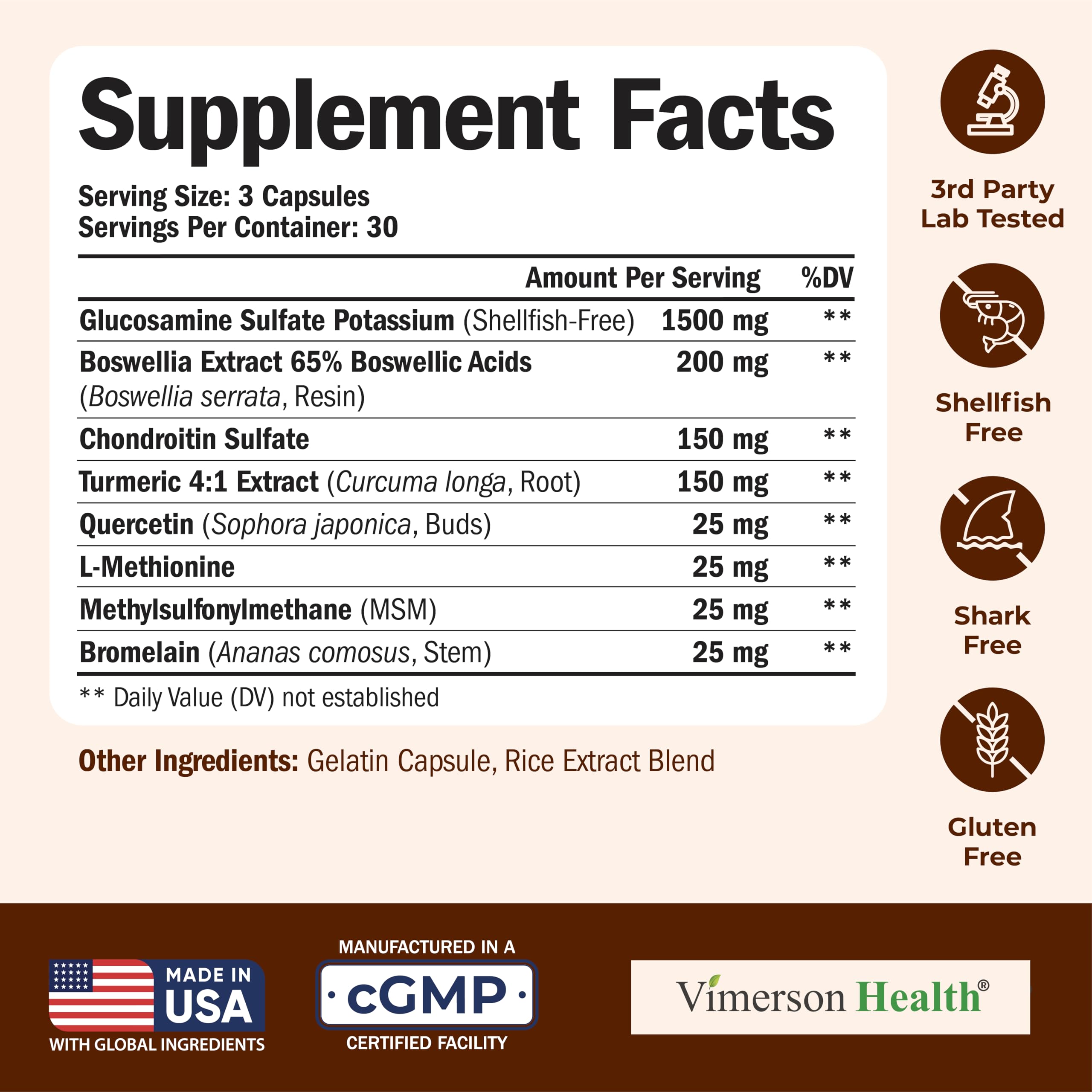 Glucosamine Chondroitin MSM and Turmeric Supplement – Joint Support Supplement for Women and Men with Boswellia and Chondroitin Sulfate – for Cartilage, Joint Health and Flexibility – 90 Capsules