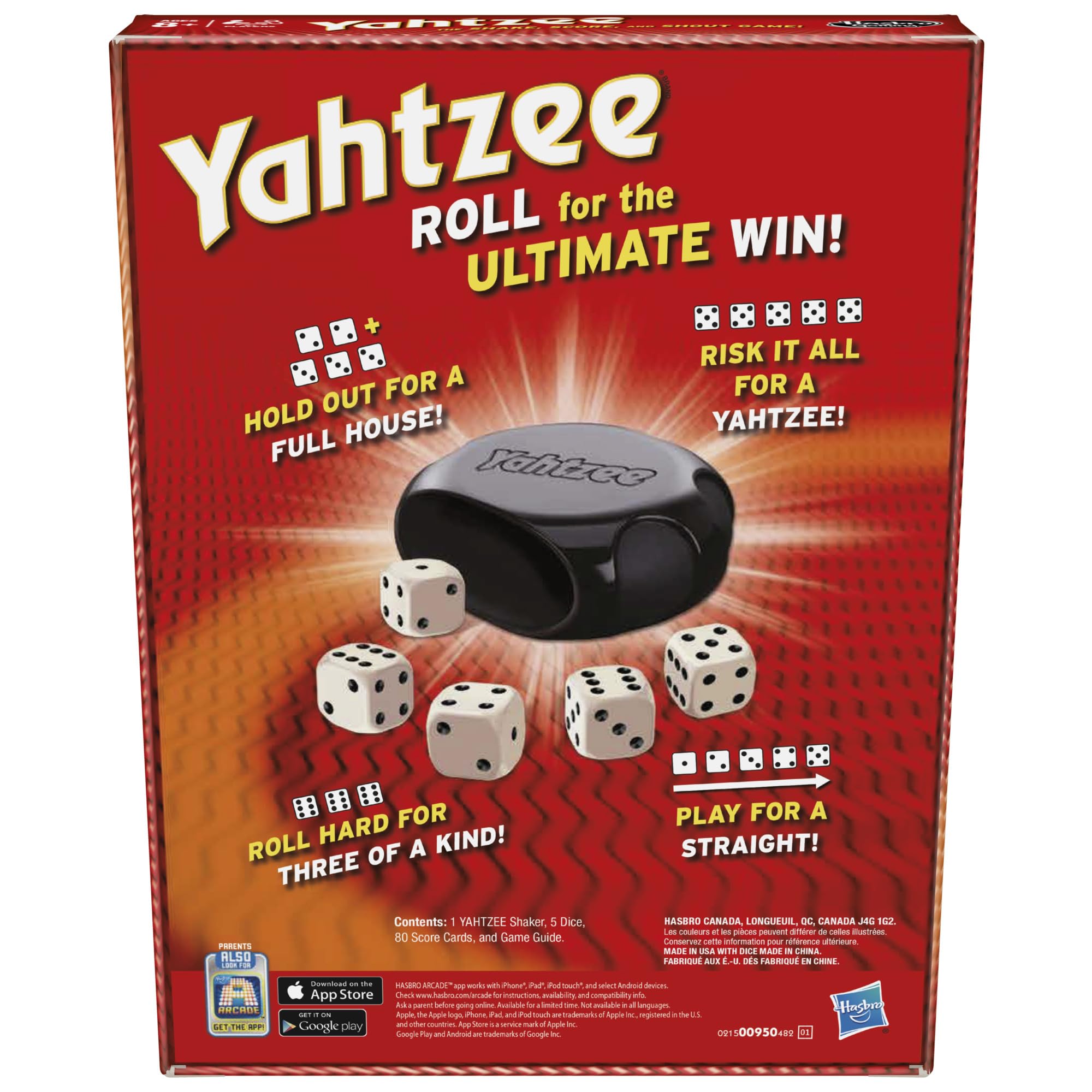 Yahtzee Game, Fast-Playing Dice Games for Kids, Teens, and Adults, Strategy Games, Family Games for Kids, 2 or More Players, Ages 8 and Up
