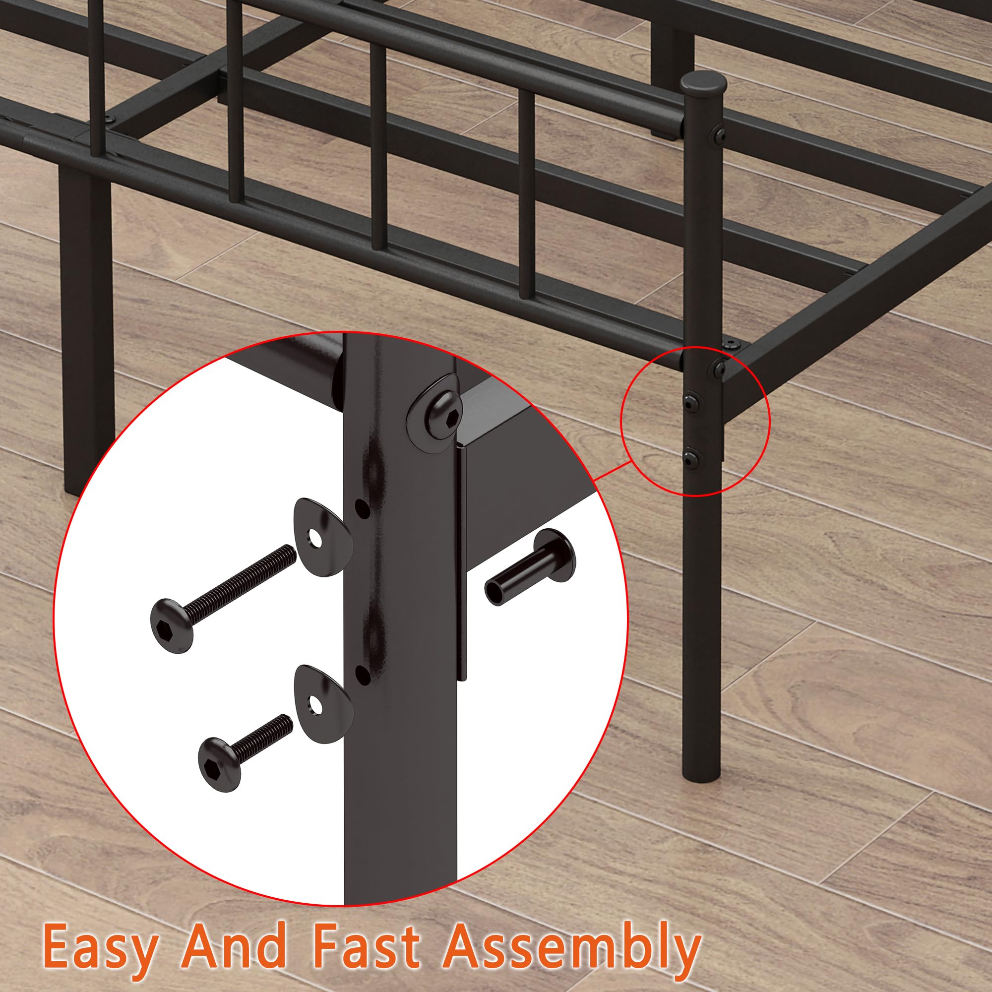 DIIYIV Queen Bed Frame-Classic Metal Platform Bed Frame,Mattress Foundation with Steel Slat Support,Under Foundation Storage,No Box Spring Needed, Easy Assembly, Queen Size
