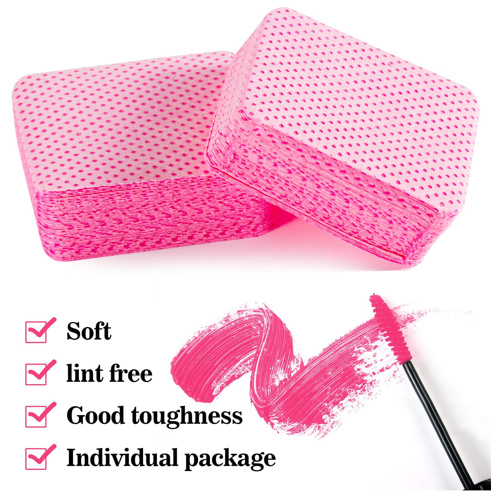 MAQIHAN 1200 Lint Free Nail Wipes - Pink Acetone Nail Polish Remover Wipes Lint Free Nail Wipes Pads Gel Nails No Lint Nail Glue Wipes Eyelash Extensions Toallitas Para Uñas Sin Pelusa Nail Supplies
