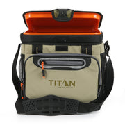 Titan by Arctic Zone Deep Freeze Cooler - 16 Can Zipperless Hardbody Cooler with Deep Freeze Insulation, HardBody Liner, and SmartShelf - Moss Green